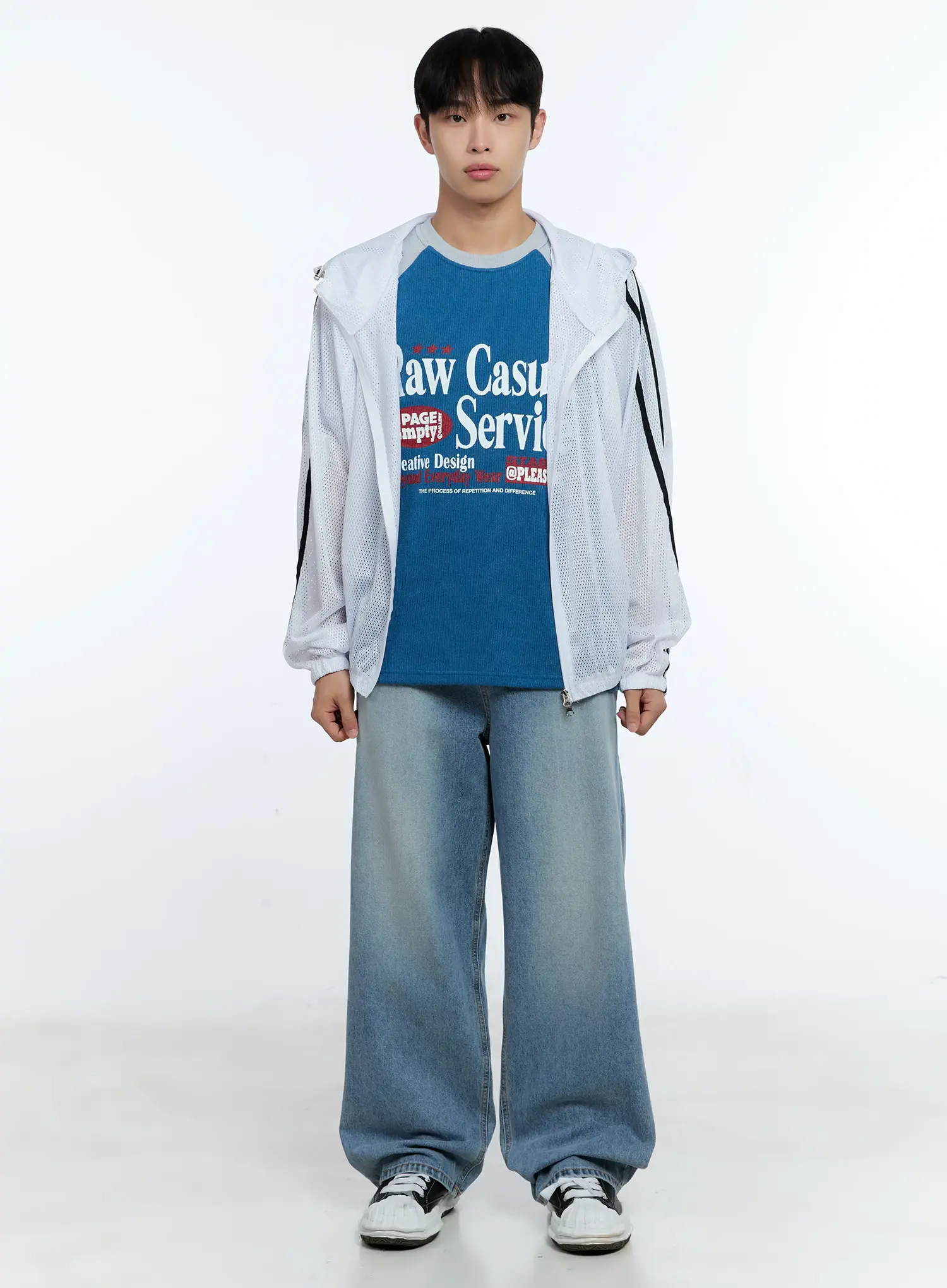 Men's Casual Wide Leg Washed Jeans IG519 - Image 3