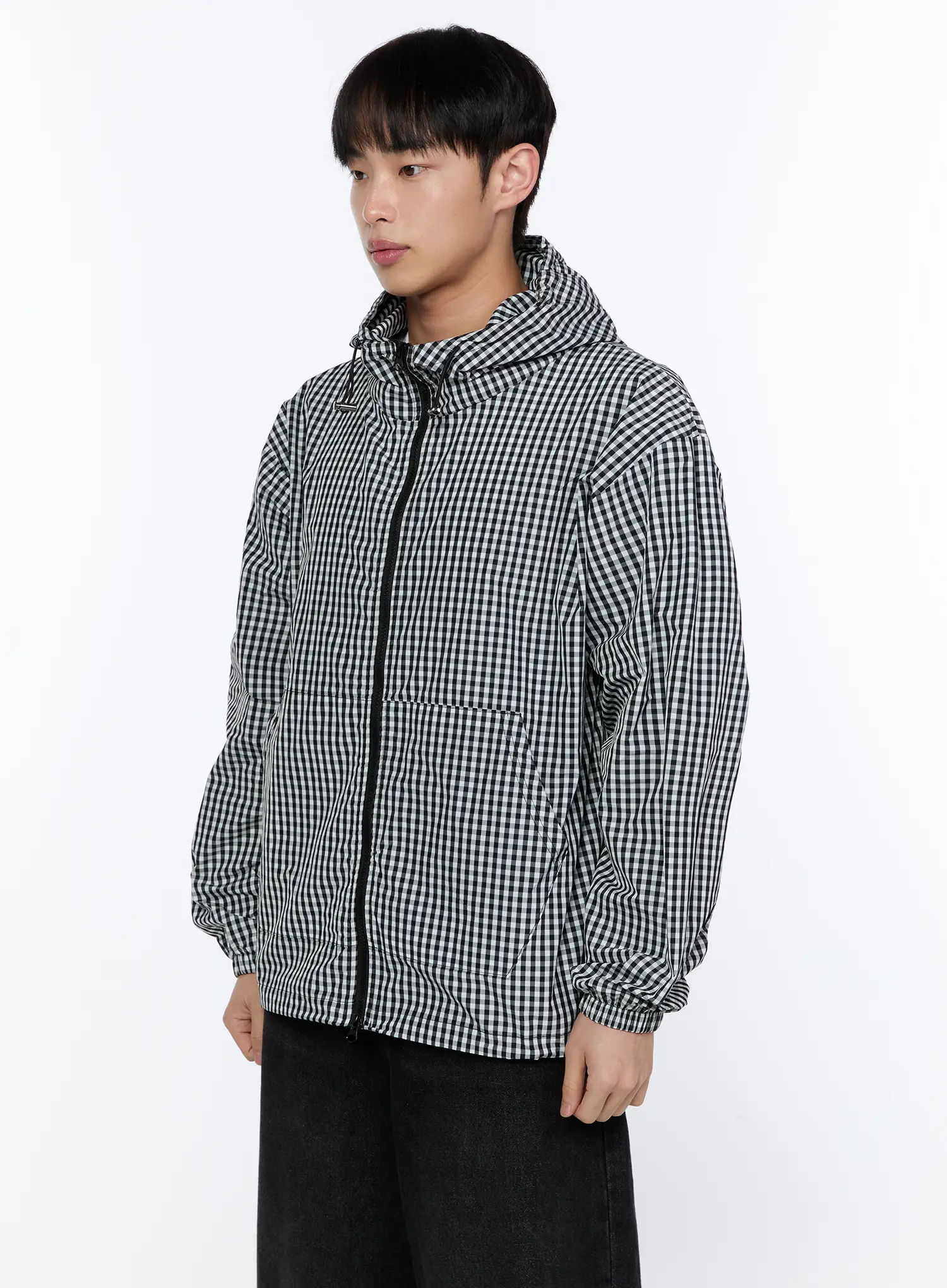 Men's Checkered Hooded Jacket IA520 - Image 4