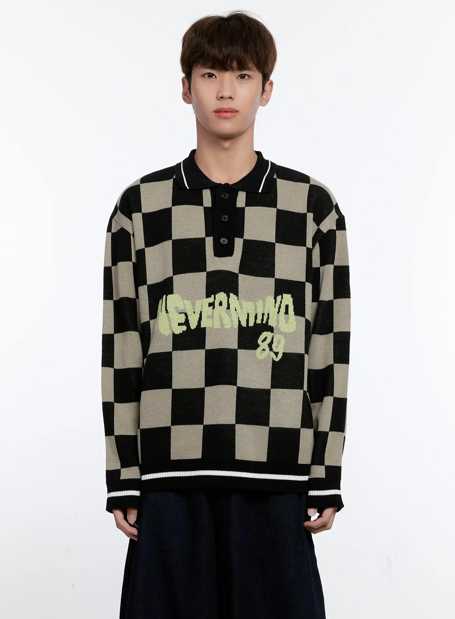 Men's Checkered Knit Sweater IS530 - Image 10