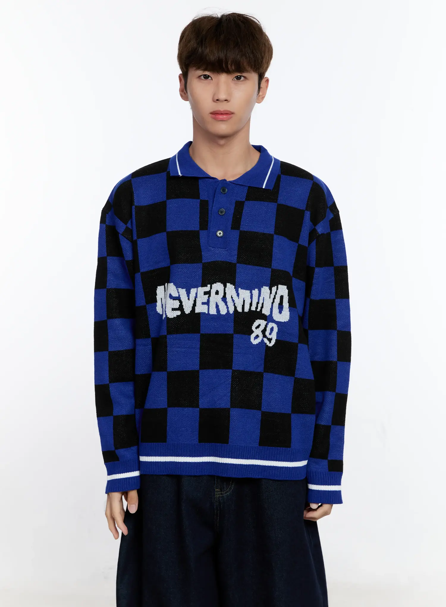 Men's Checkered Knit Sweater IS530 - Image 11