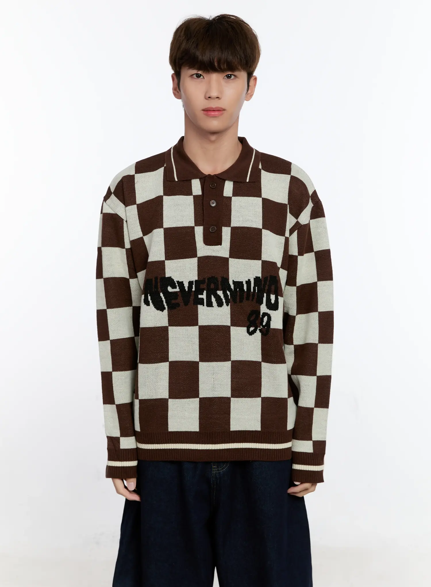 Men's Checkered Knit Sweater IS530 - Image 12