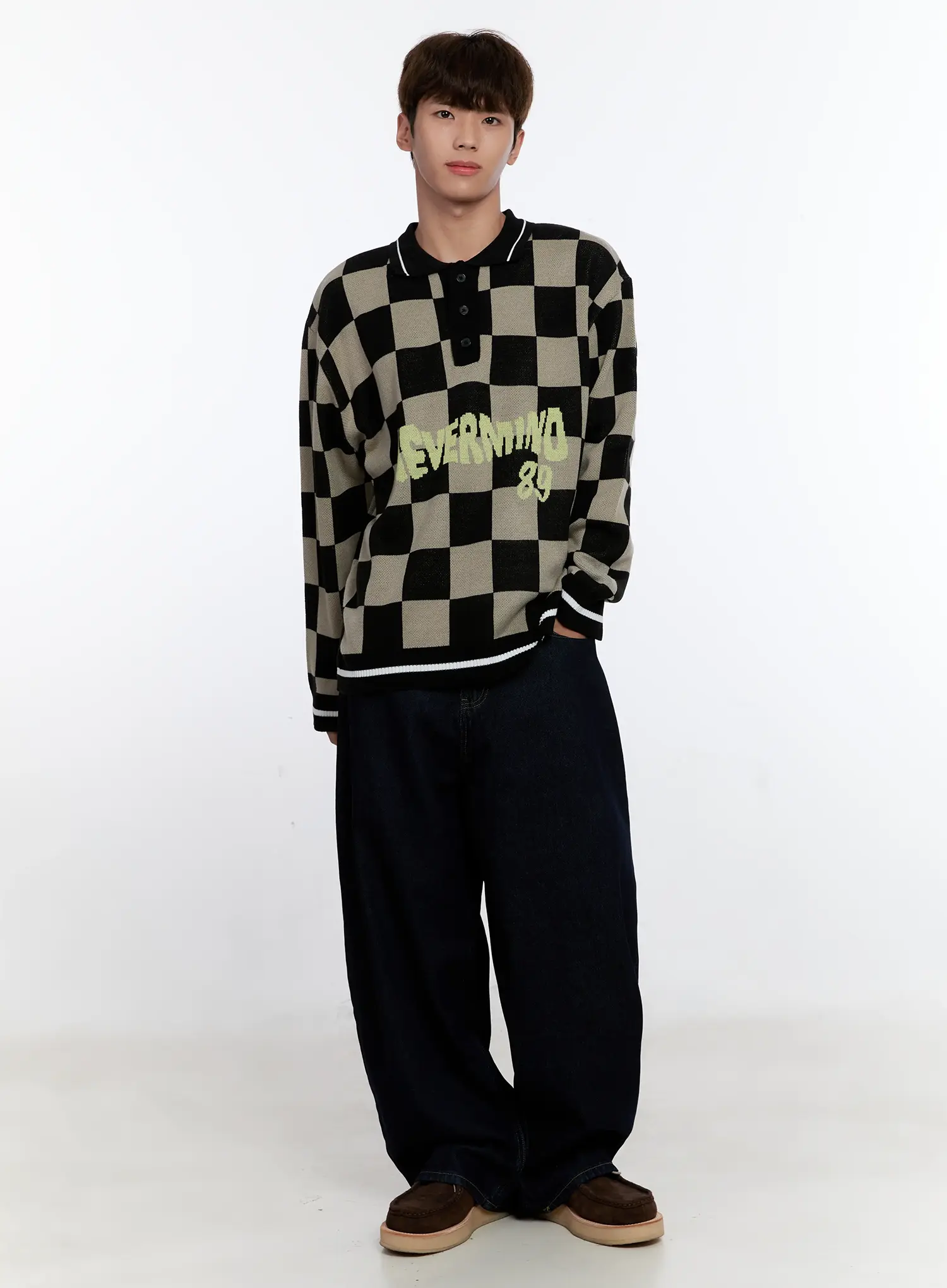 Men's Checkered Knit Sweater IS530 - Image 2