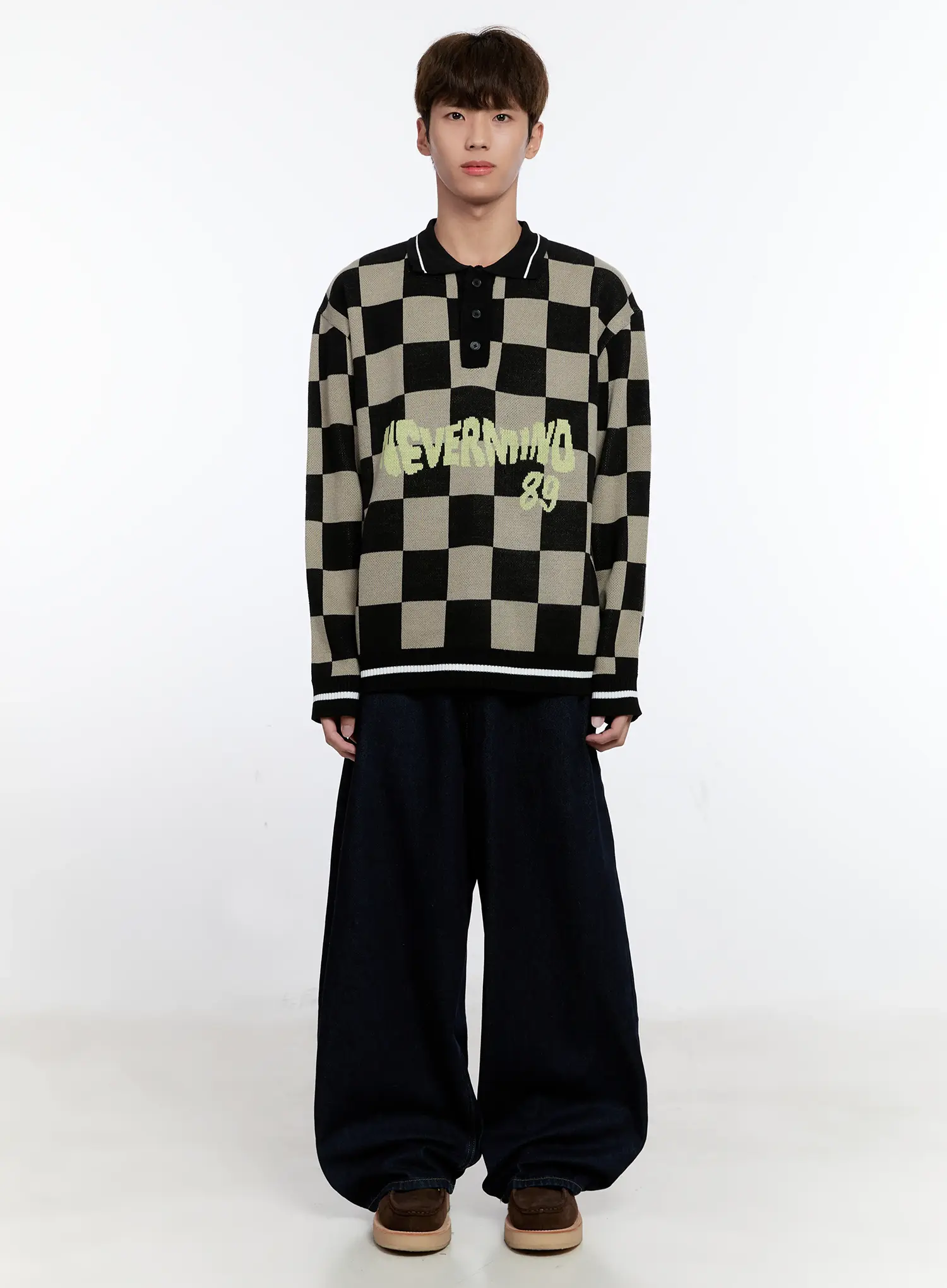 Men's Checkered Knit Sweater IS530 - Image 3