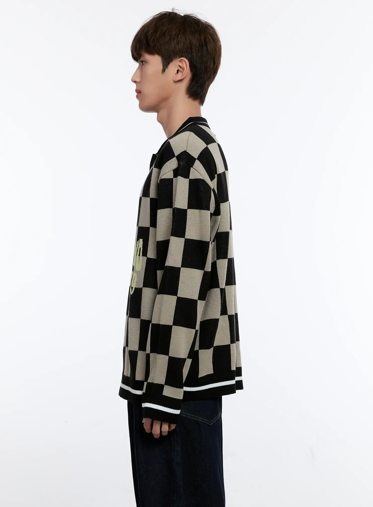 Men's Checkered Knit Sweater IS530 - Image 5