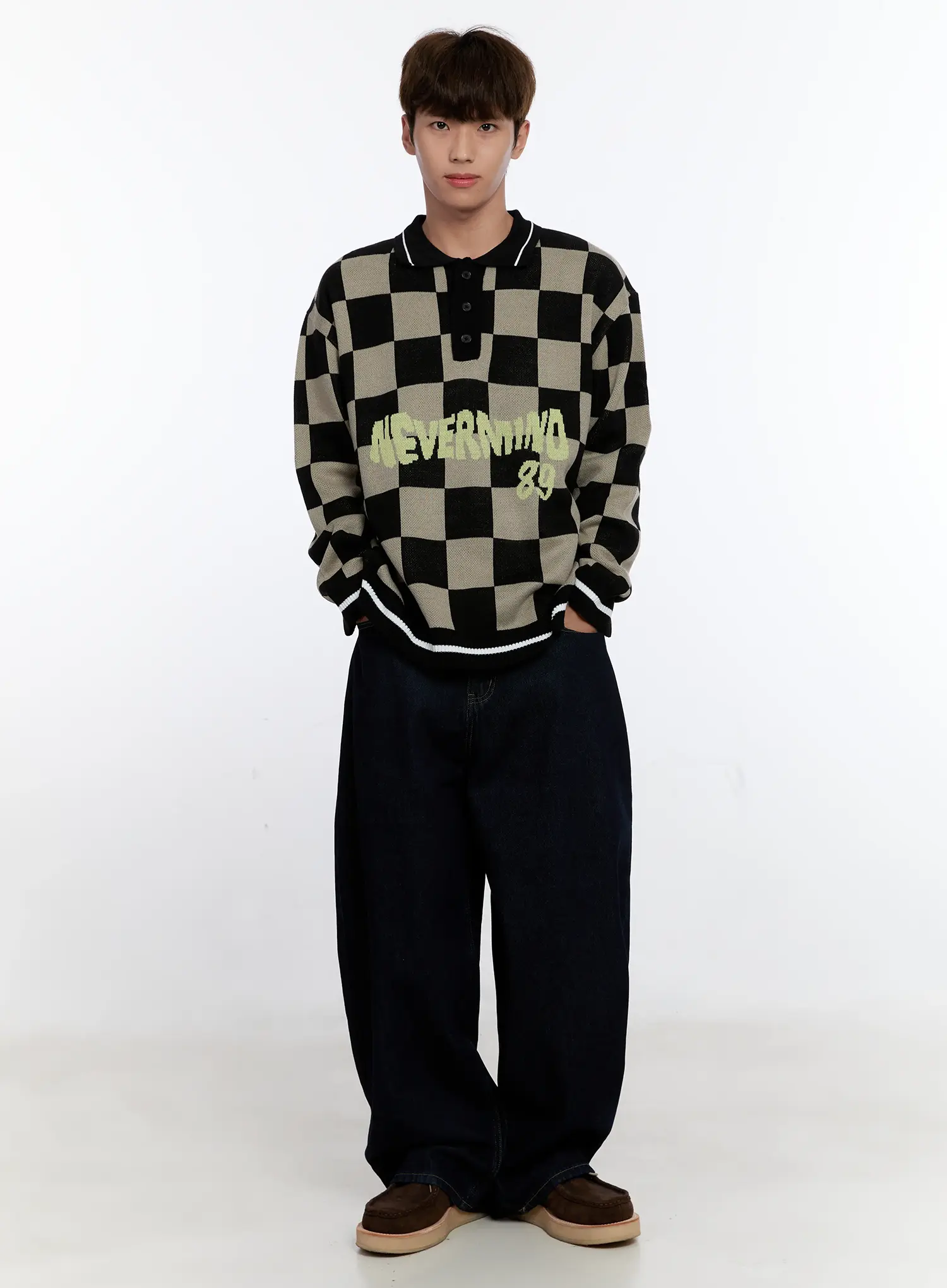 Men's Checkered Knit Sweater IS530 - Image 7