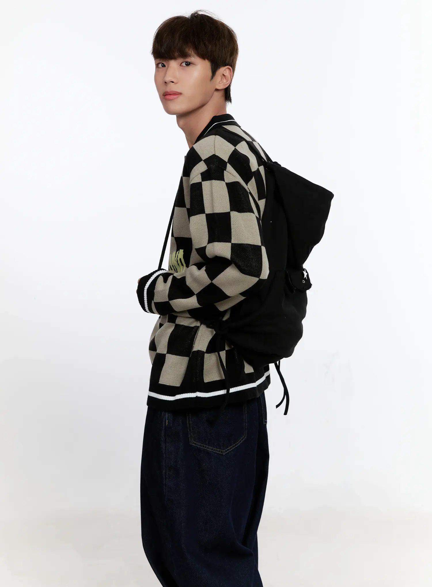 Men's Checkered Knit Sweater IS530 - Image 8