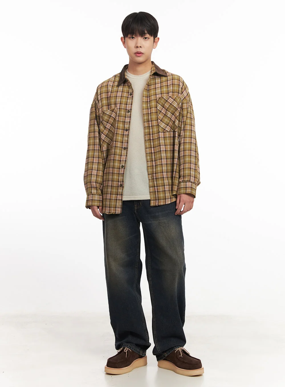 Men's Checkered Oversize Collared Shirt IM527 - Image 2