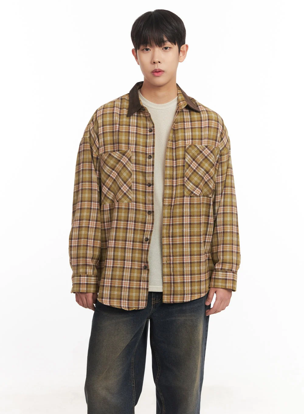 Men's Checkered Oversize Collared Shirt IM527 - Image 3