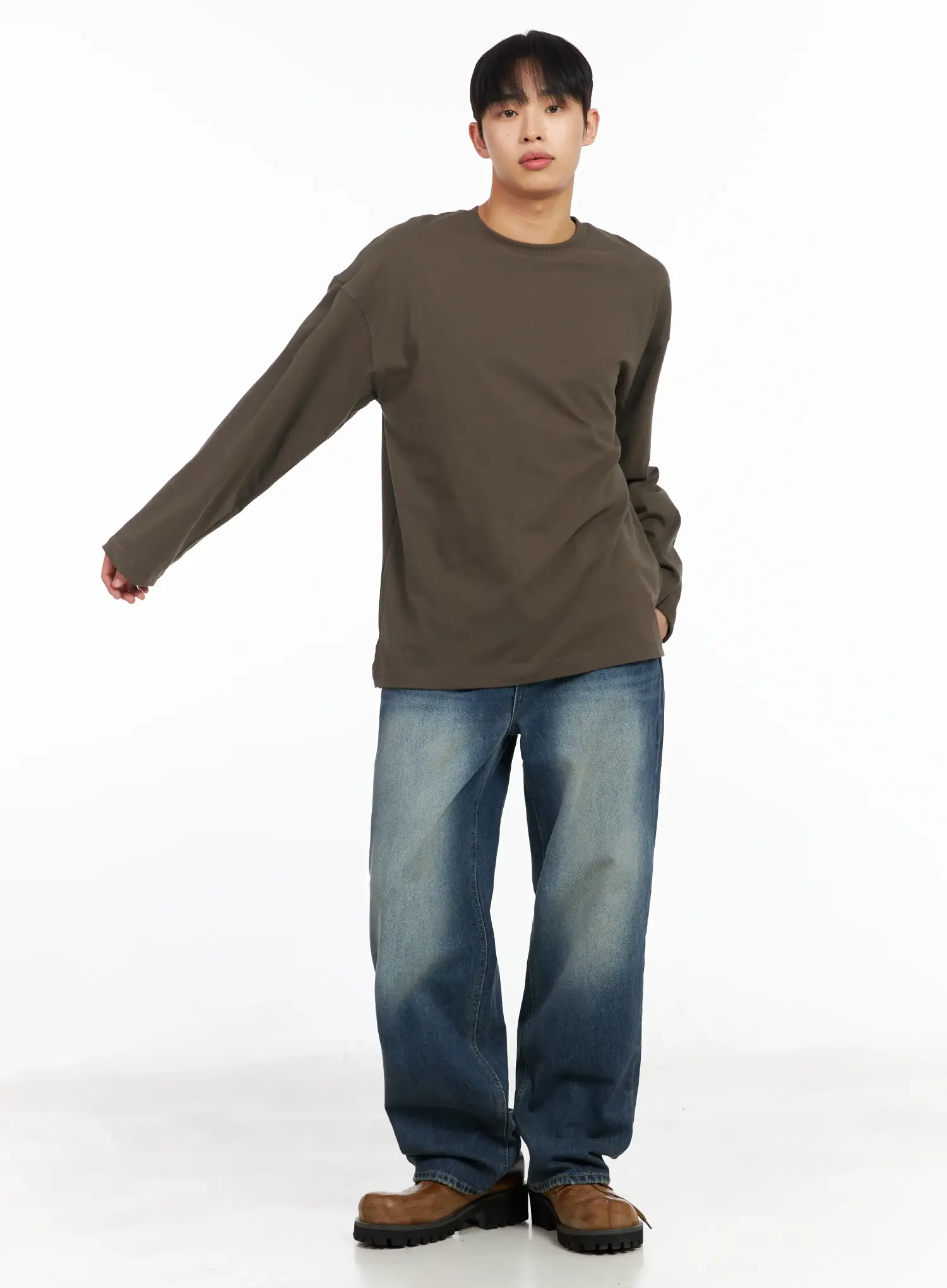 Men's Classic Side Slit Long Sleeve Tee IM511 - Image 3
