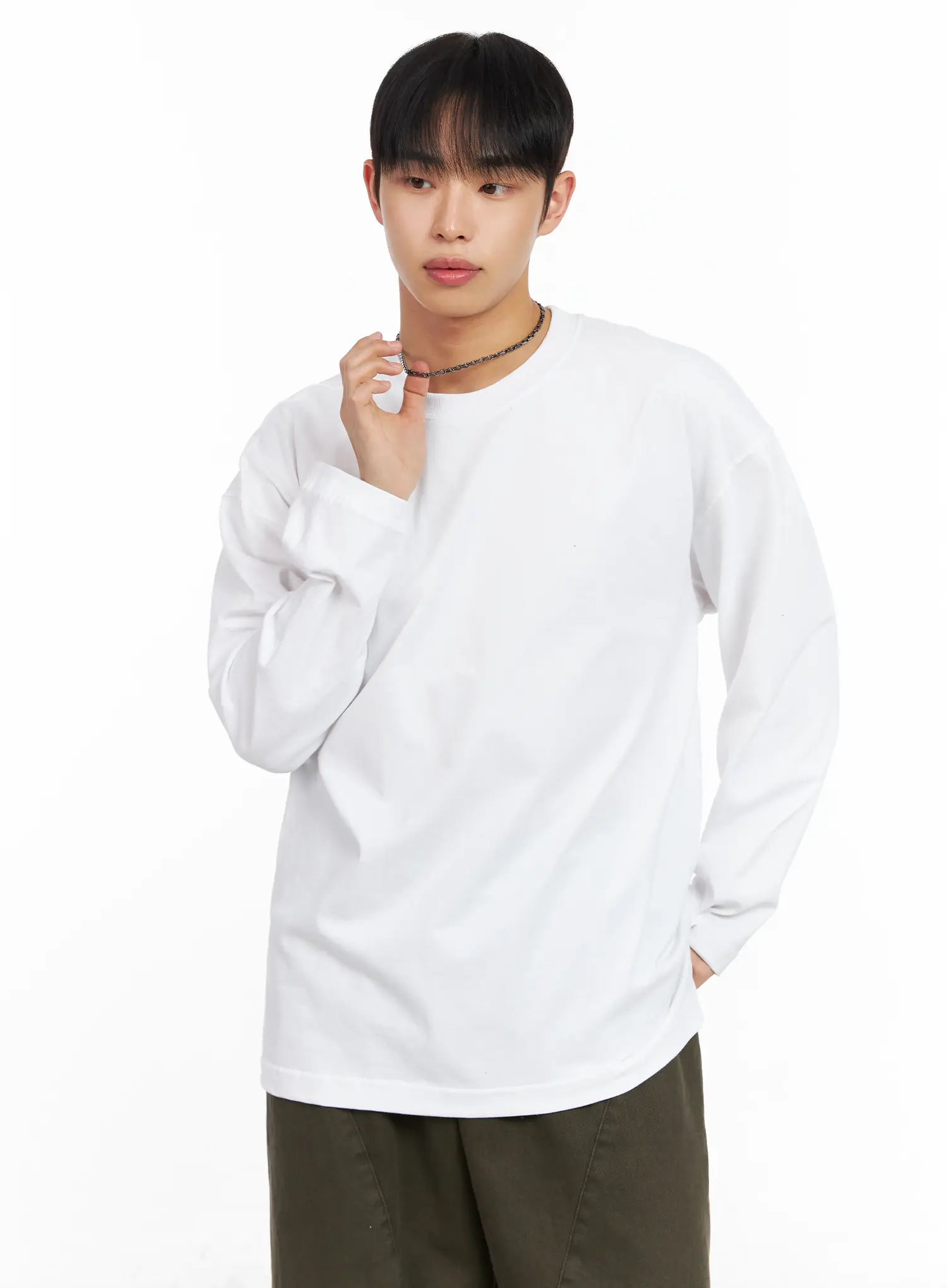 Men's Classic Side Slit Long Sleeve Tee IM511 - Image 7