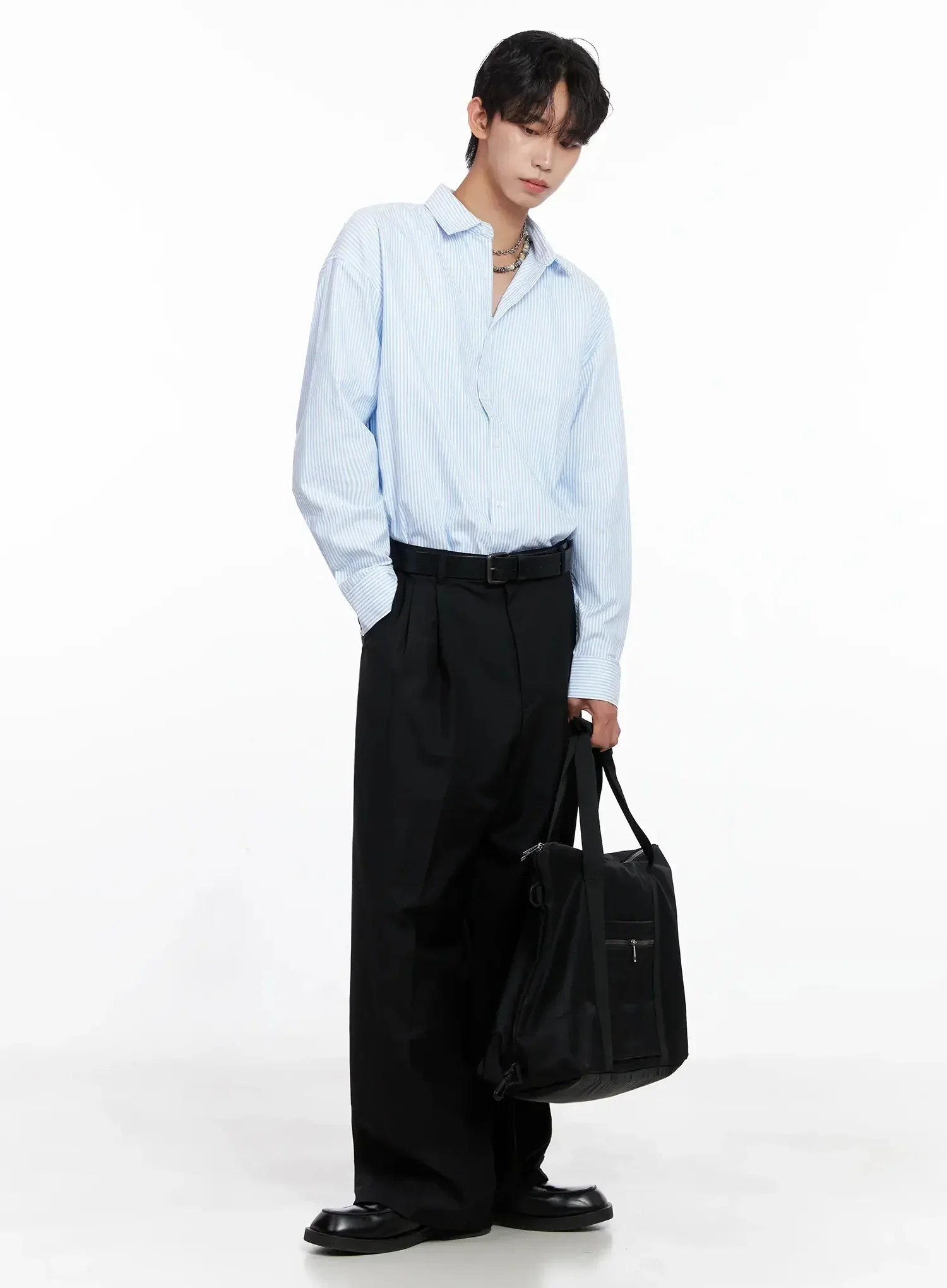 Men's Classic Striped Oxford Shirt IO516 - Image 3