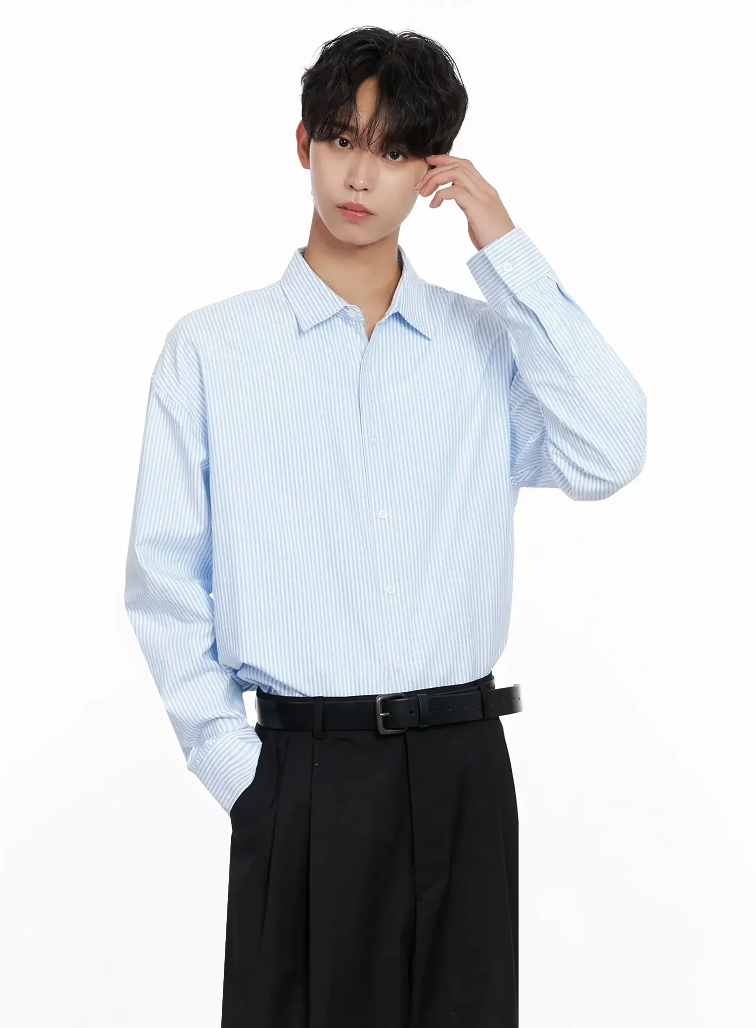 Men's Classic Striped Oxford Shirt IO516 - Image 5