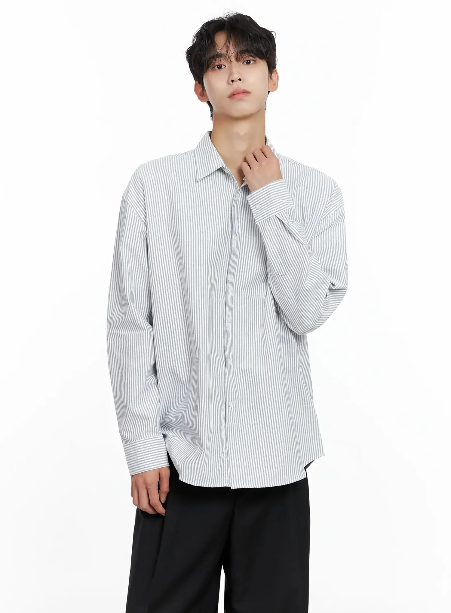 Men's Classic Striped Oxford Shirt IO516 - Image 8