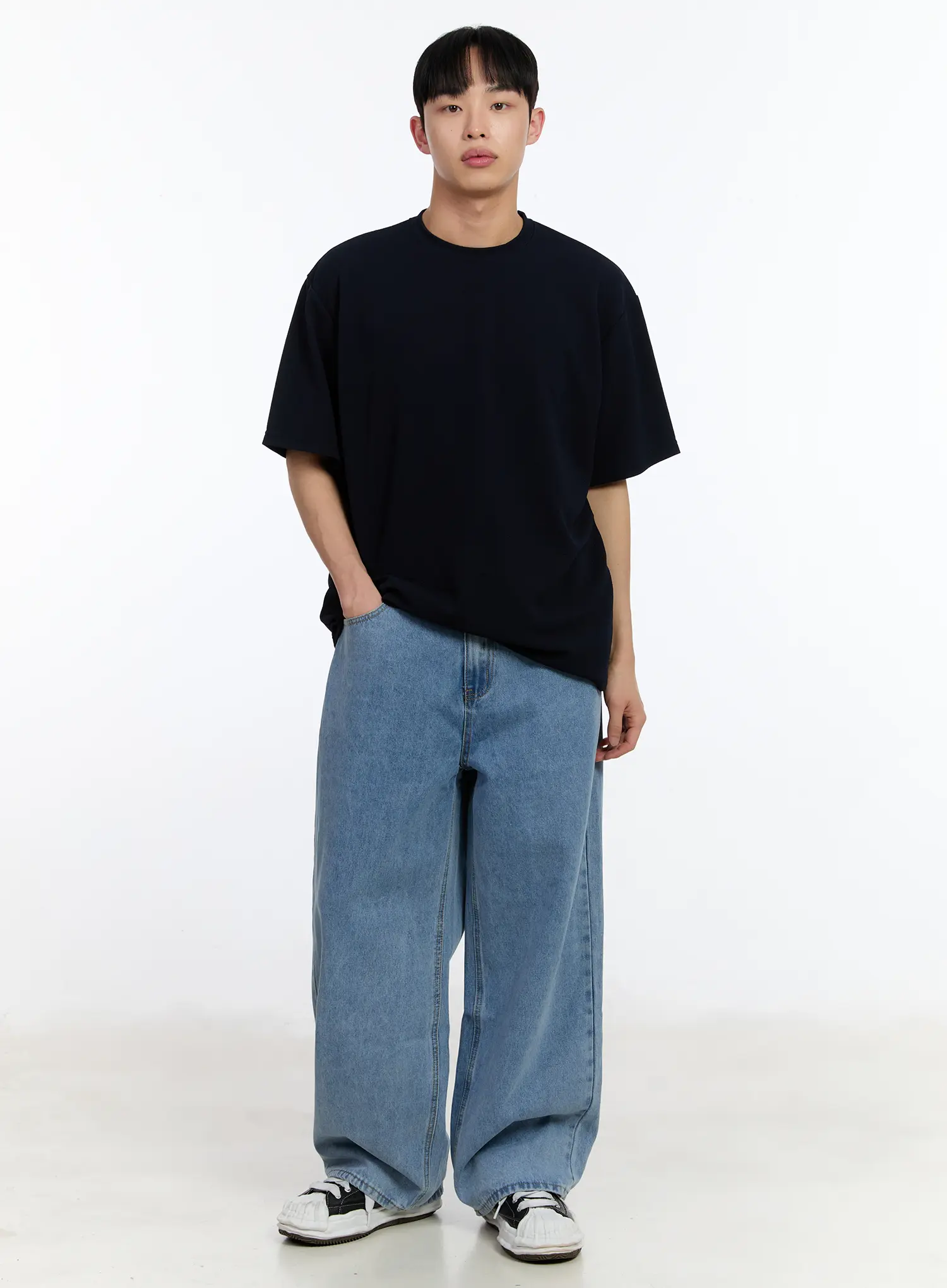 Men's Classic Wide-Leg Baggy Jeans IA508 - Image 7