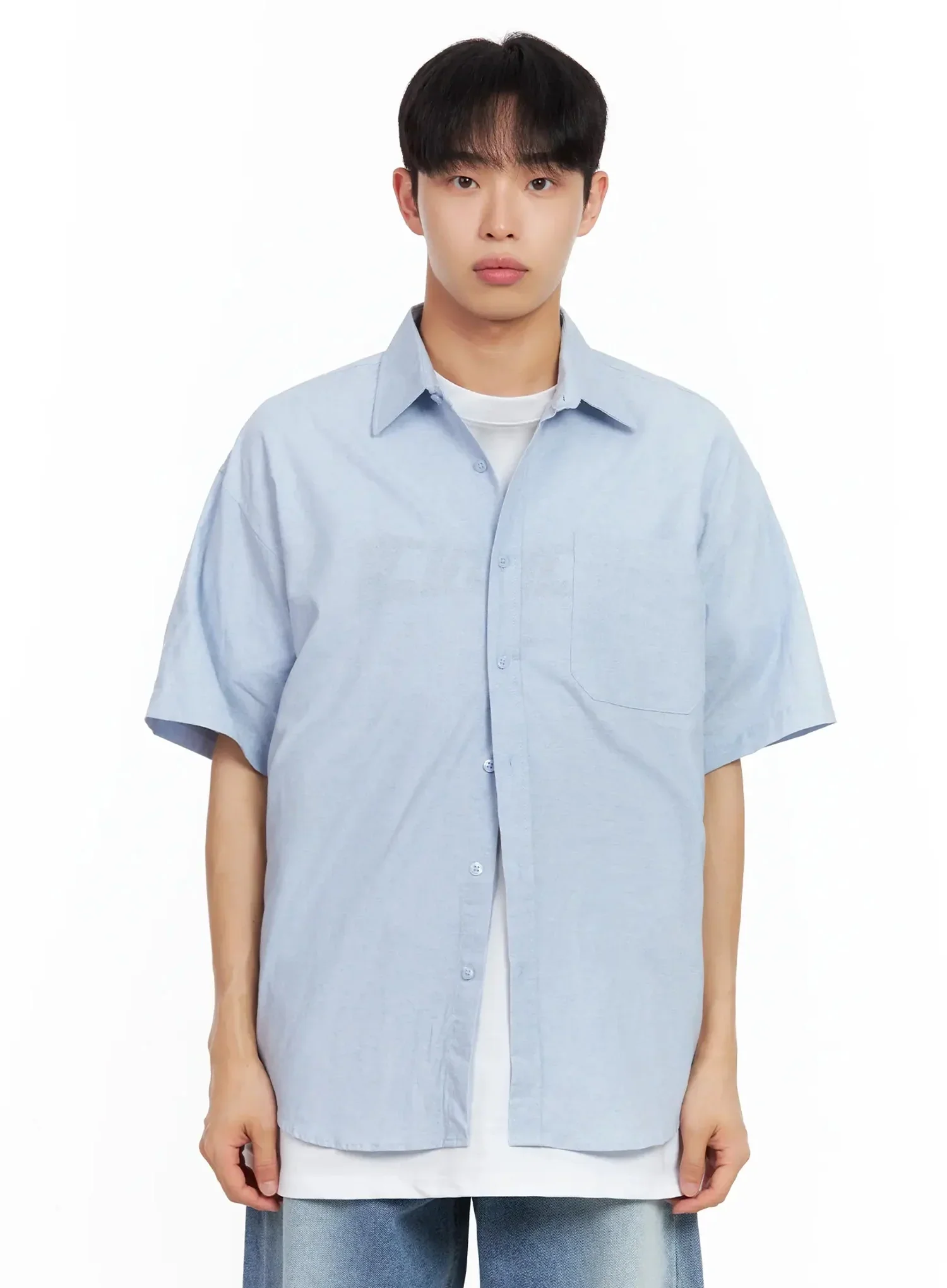 Men's Collared Short-Sleeve Button-Up Top IL516 - Image 18