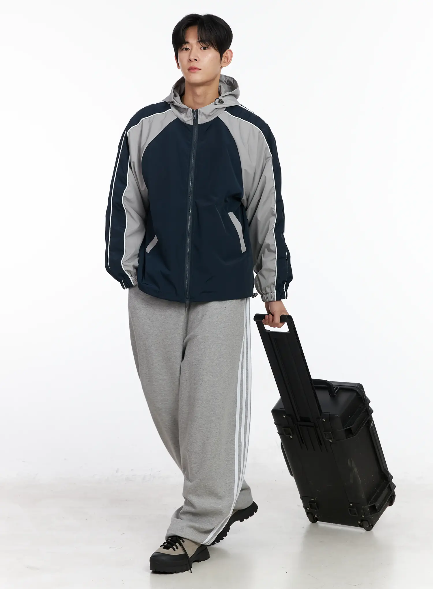 Men's Color Block Hooded Jacket IM523