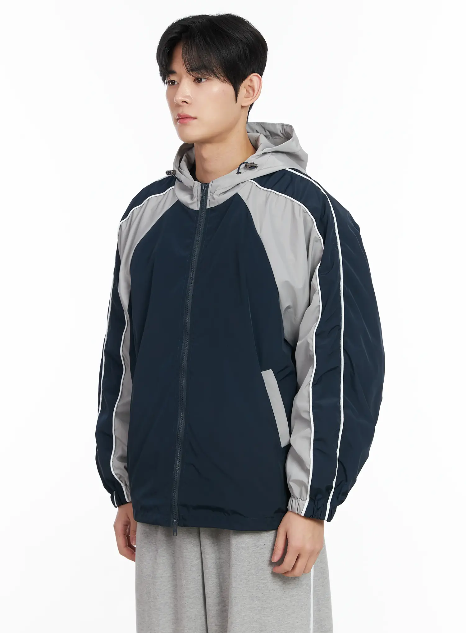 Men's Color Block Hooded Jacket IM523 - Image 4