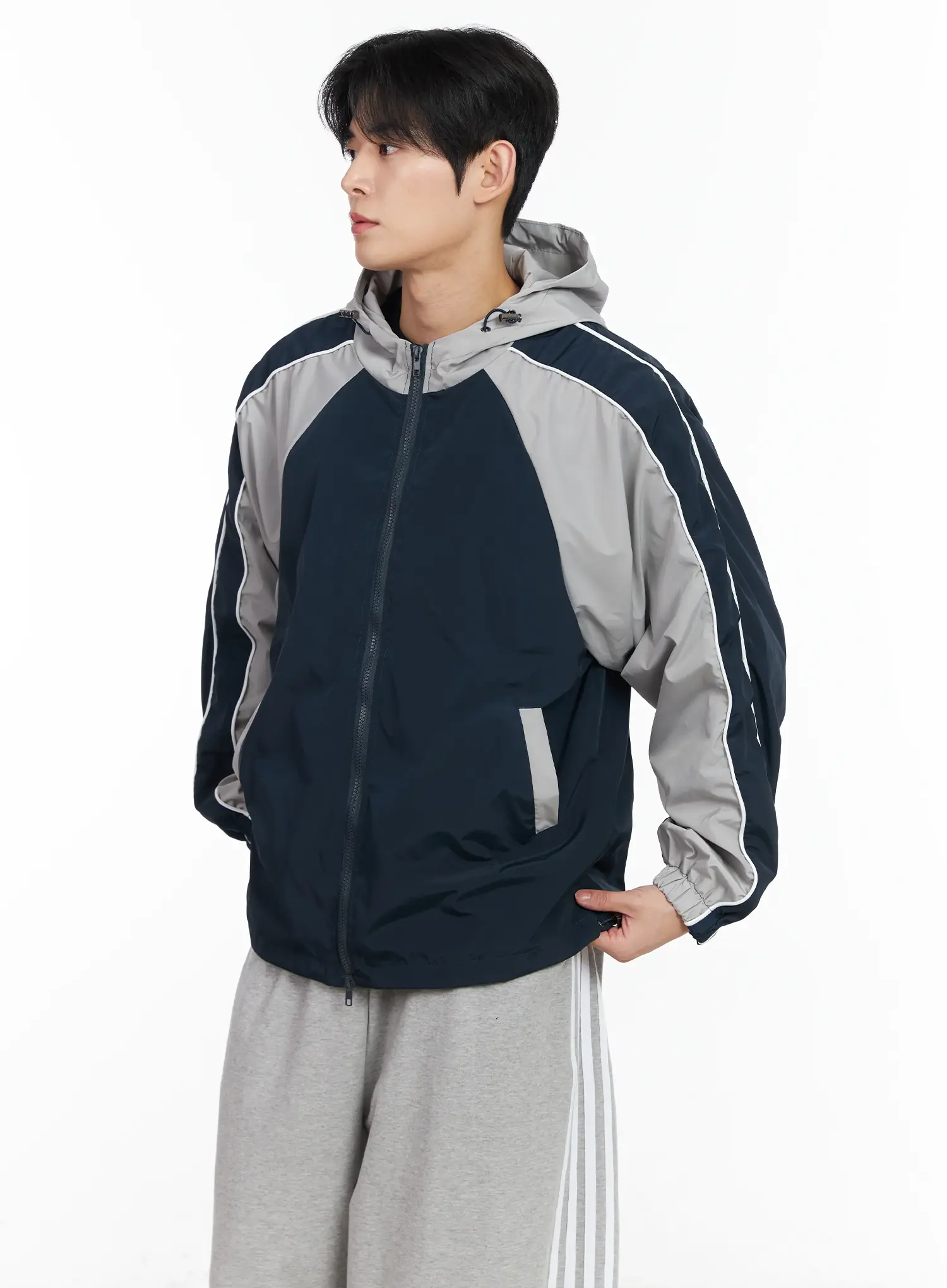 Men's Color Block Hooded Jacket IM523 - Image 6