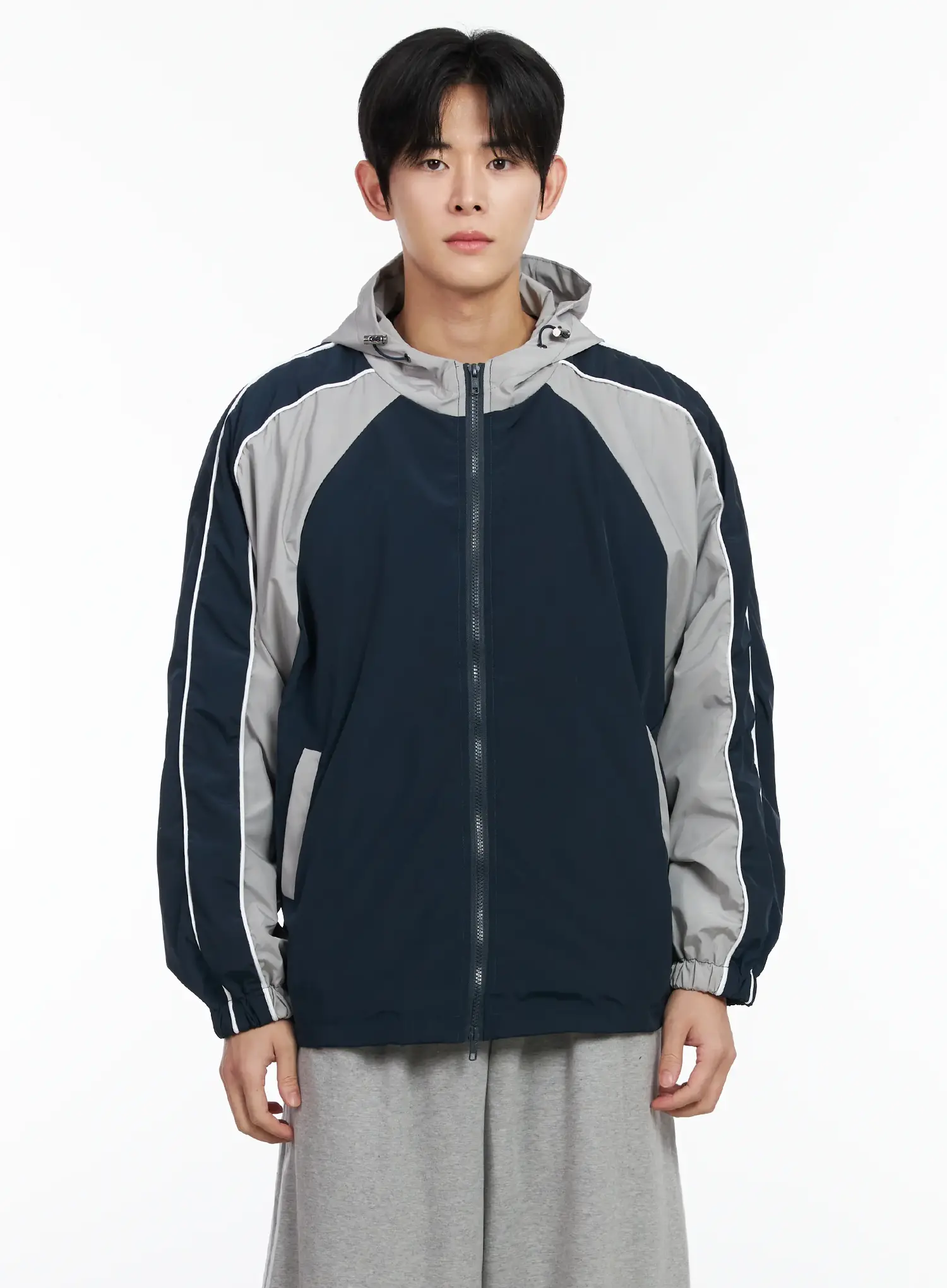 Men's Color Block Hooded Jacket IM523 - Image 9
