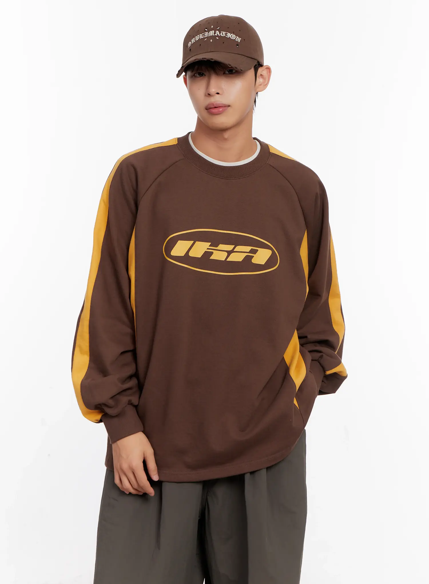 Men's Color Block Raglan Sweatshirt IO523