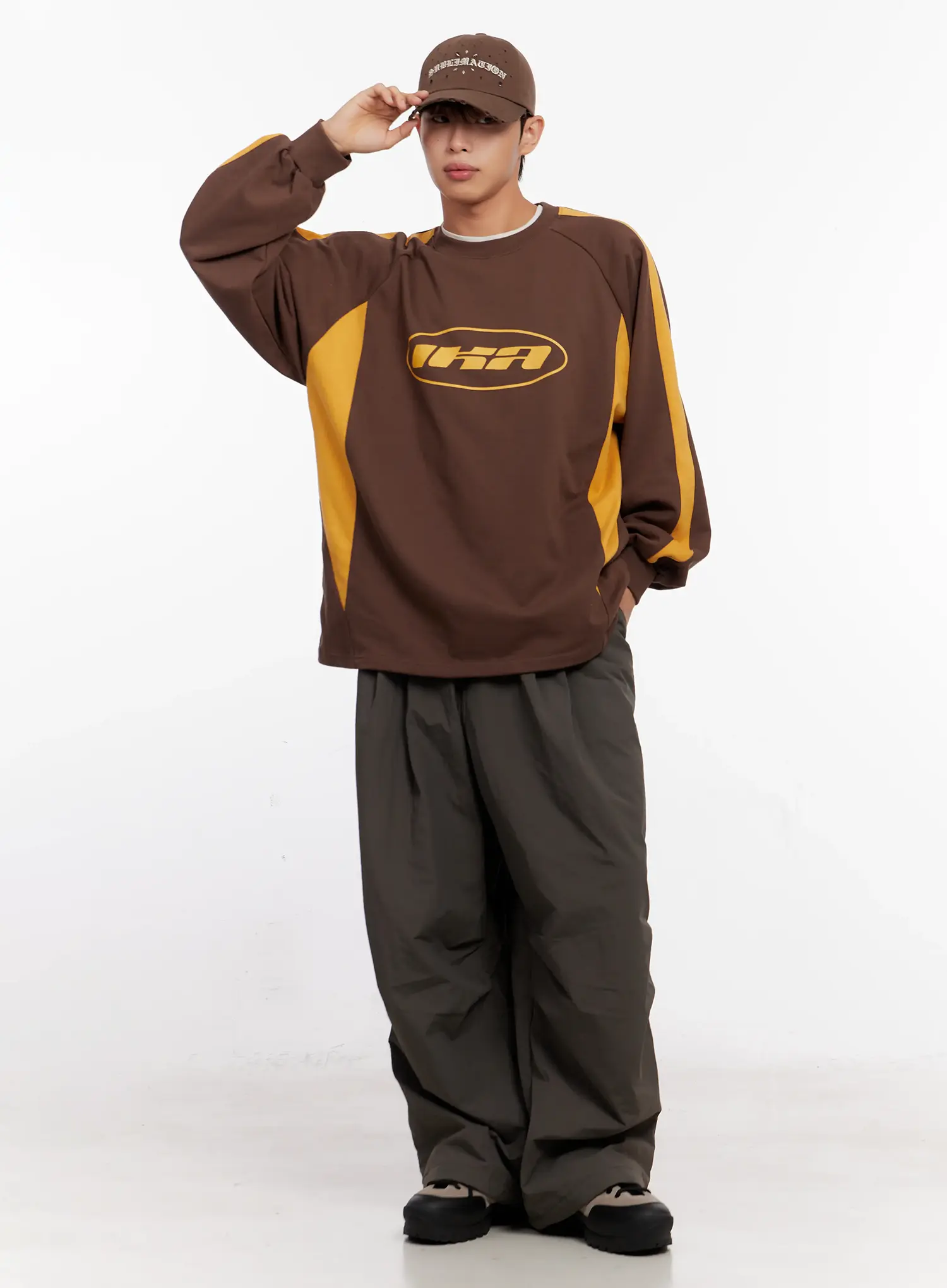 Men's Color Block Raglan Sweatshirt IO523 - Image 2