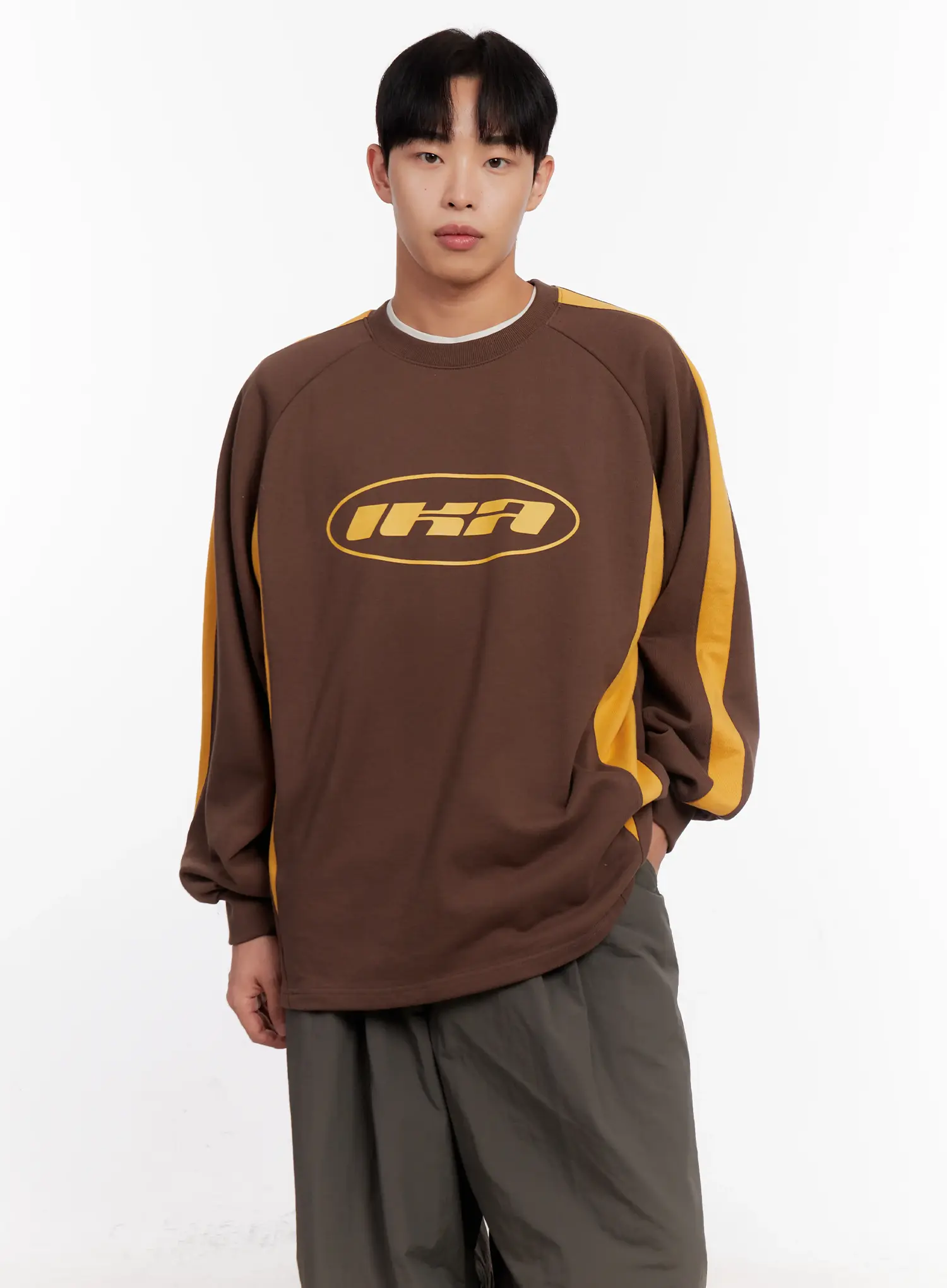 Men's Color Block Raglan Sweatshirt IO523 - Image 6