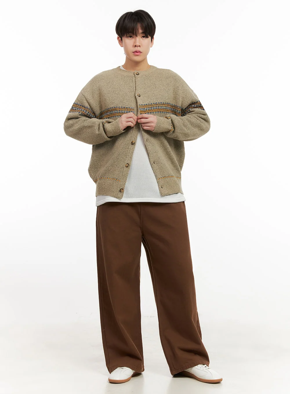 Men's Comfortable Wide-Fit Solid Color Pants IJ517 - Image 3