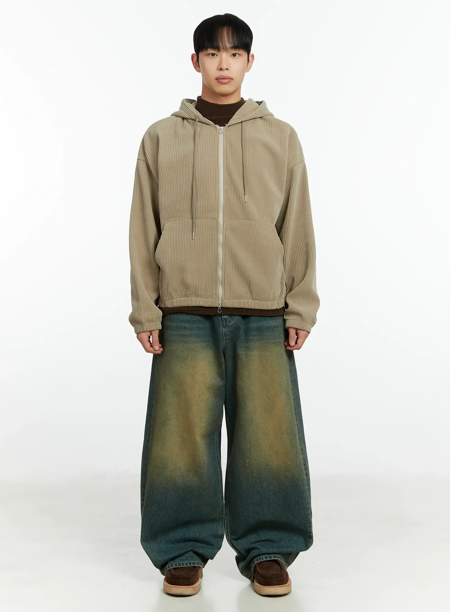 Men's Corduroy Two-Way Zip-Up Hoodie IF510 - Image 3
