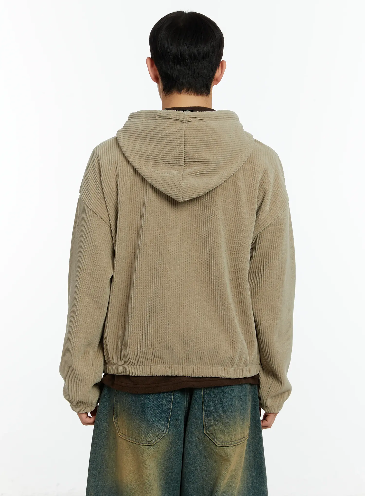 Men's Corduroy Two-Way Zip-Up Hoodie IF510 - Image 5