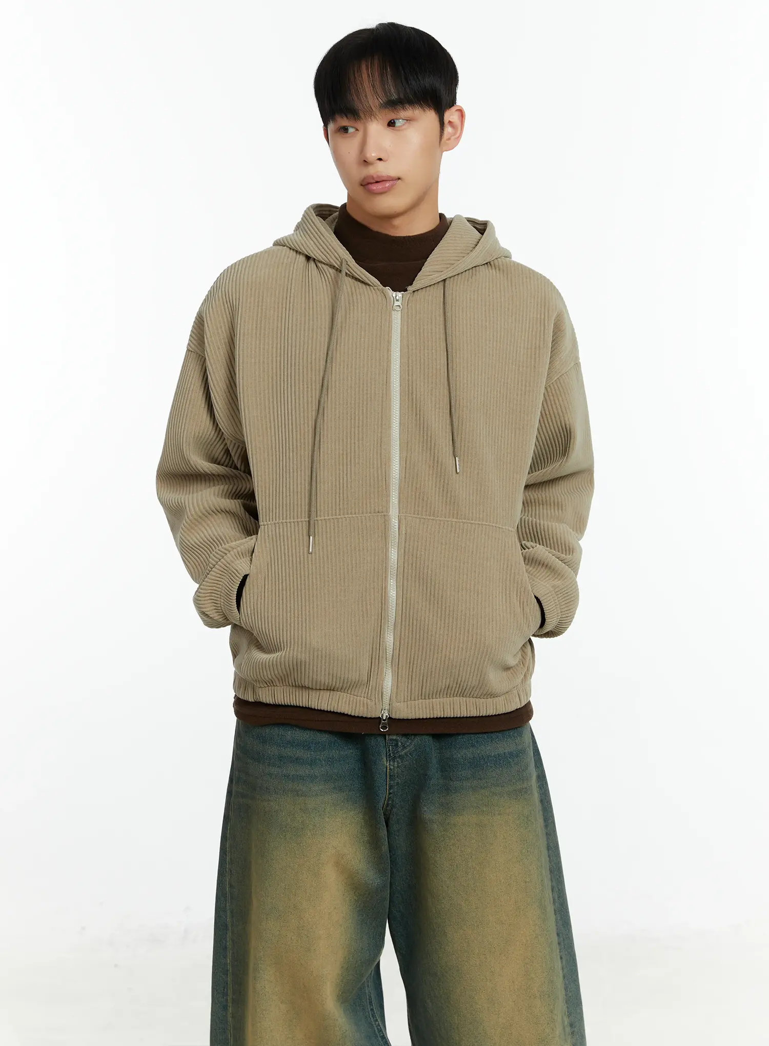 Men's Corduroy Two-Way Zip-Up Hoodie IF510 - Image 6