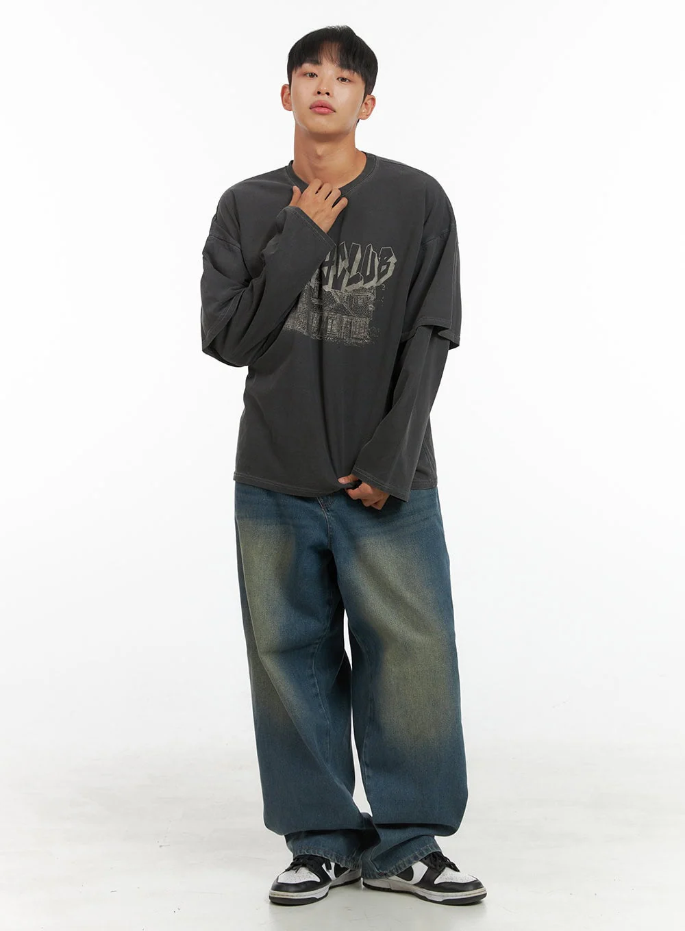 Men's Cotton Graphic Layered Long Sleeve IS420 - Image 2