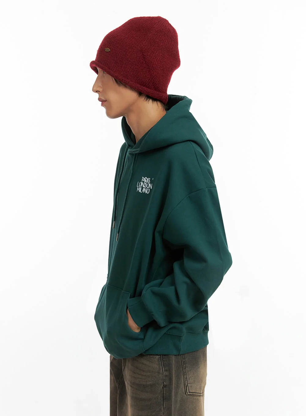 Men's Cotton Hooded Sweatshirt (Dark green) IO402 - Image 5