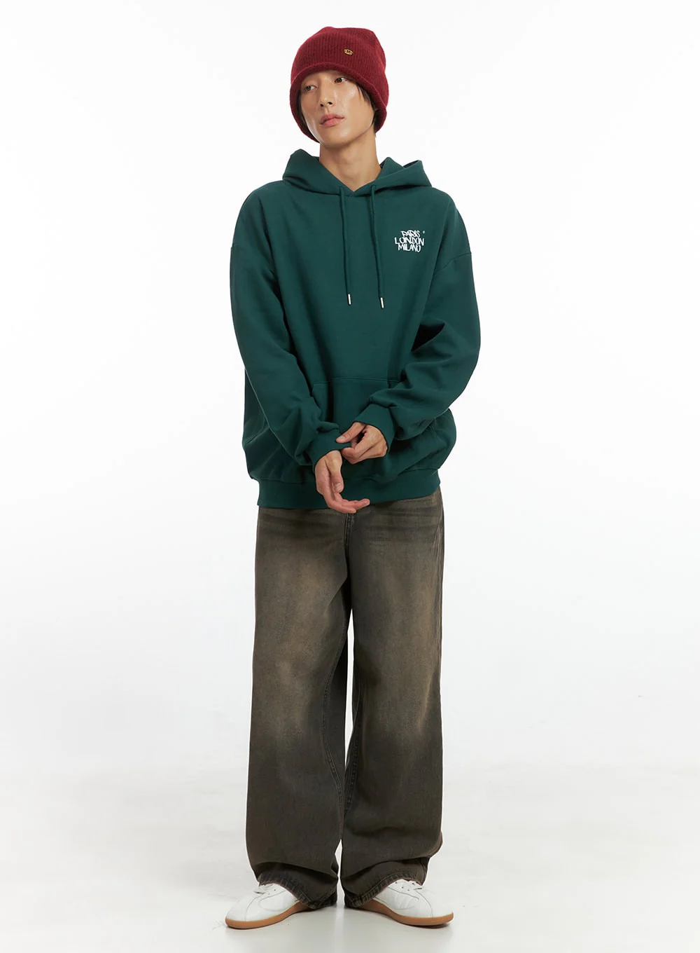 Men's Cotton Hooded Sweatshirt (Dark green) IO402 - Image 7