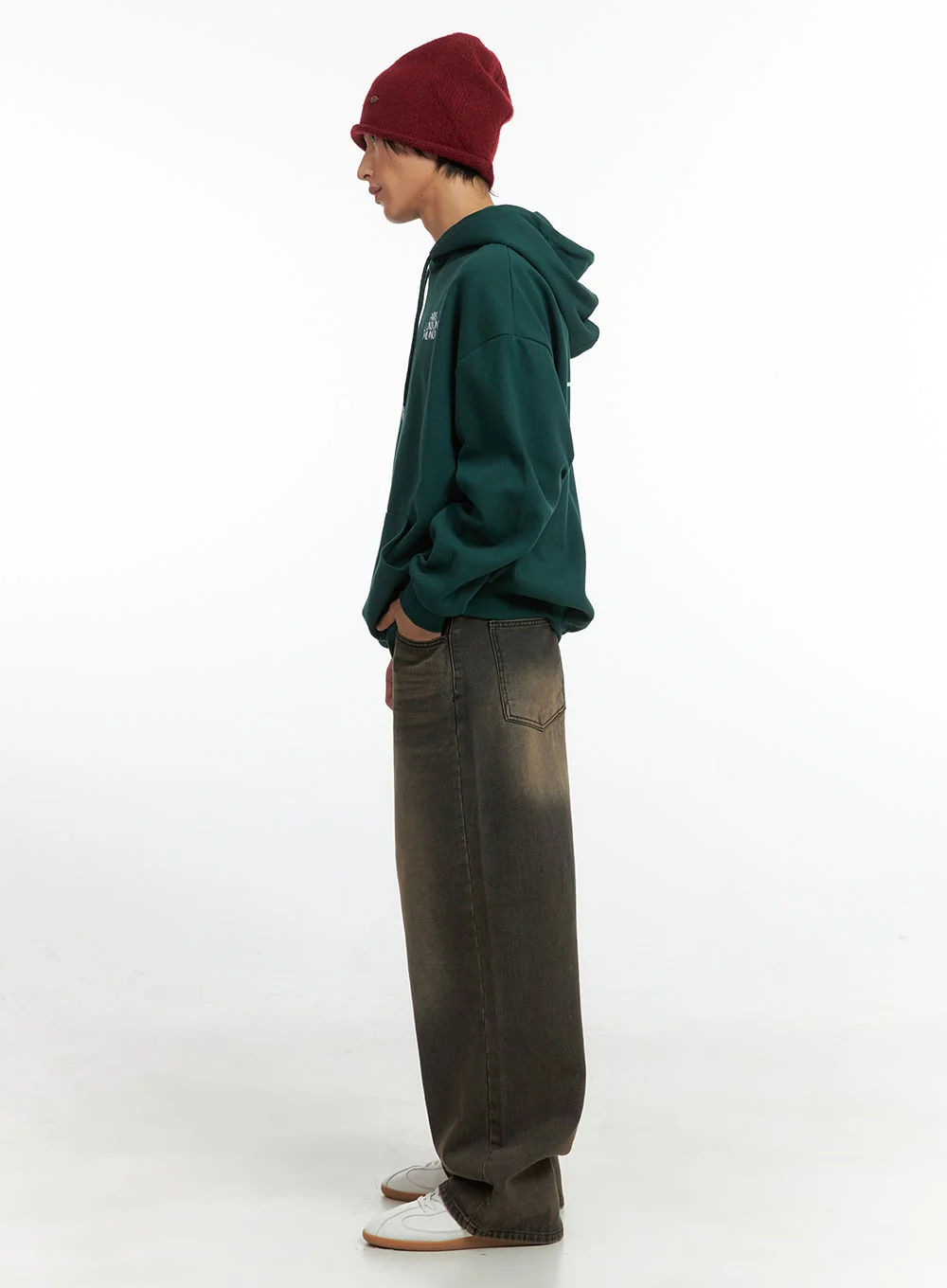 Men's Cotton Hooded Sweatshirt (Dark green) IO402 - Image 8