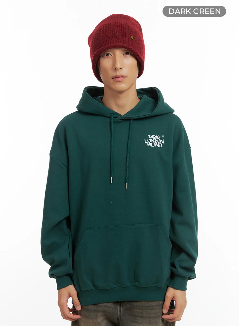 Men's Cotton Hooded Sweatshirt (Dark green) IO402 - Image 9