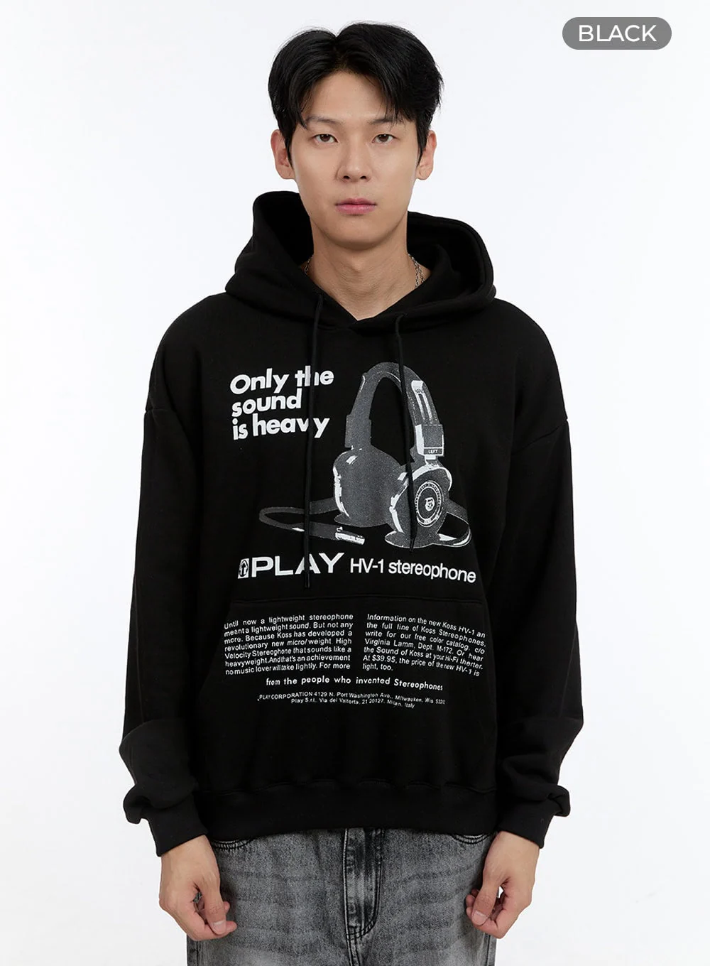 Men's Cotton Lettering Graphic Hoodie IG427 - Image 11