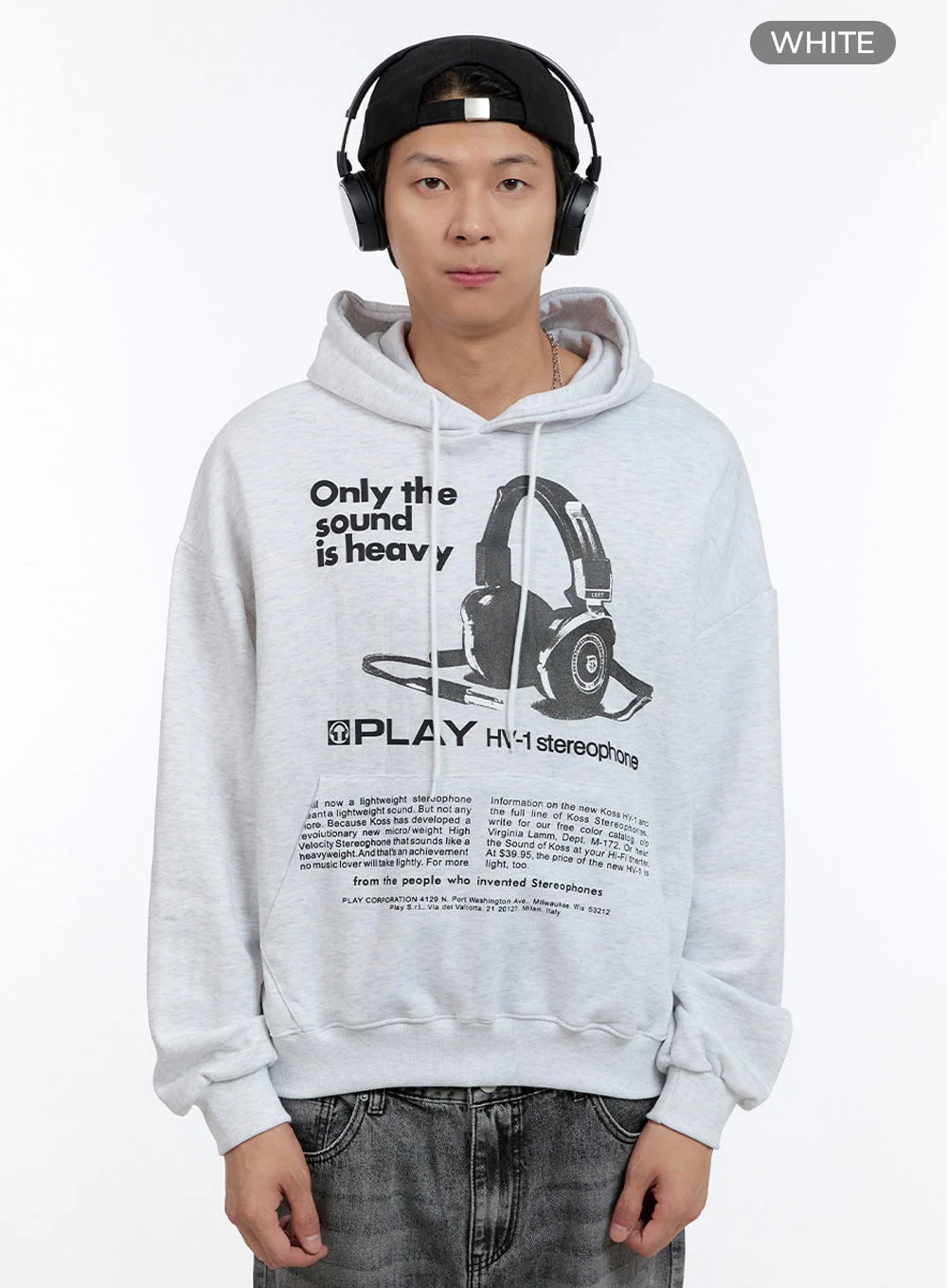 Men's Cotton Lettering Graphic Hoodie IG427 - Image 9