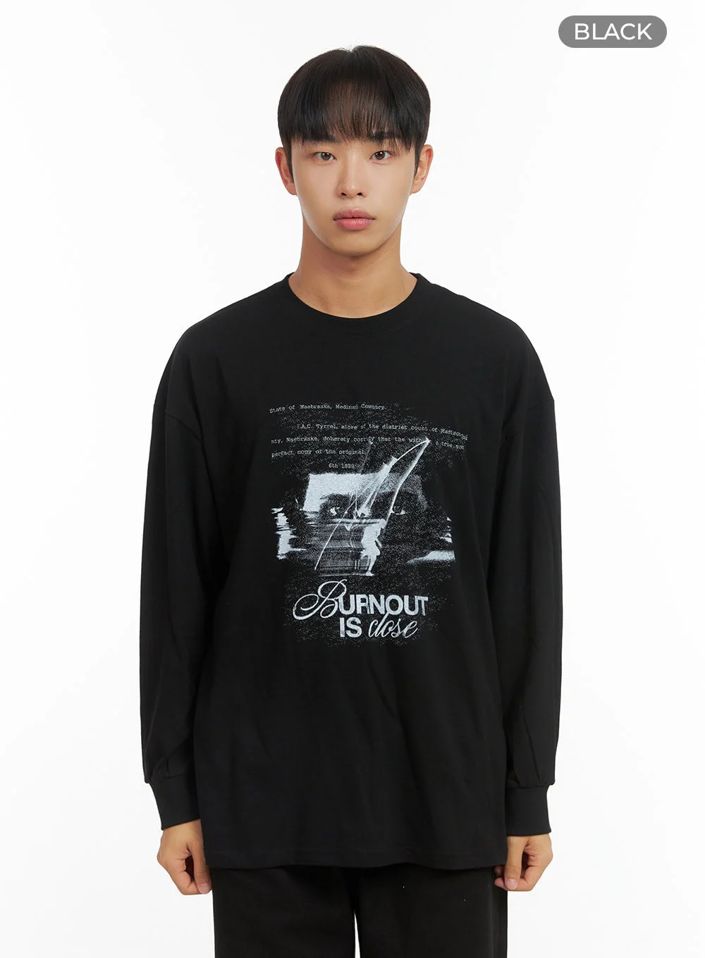 Men's Cotton Loose Fit Graphic Print Top CO408 - Image 11