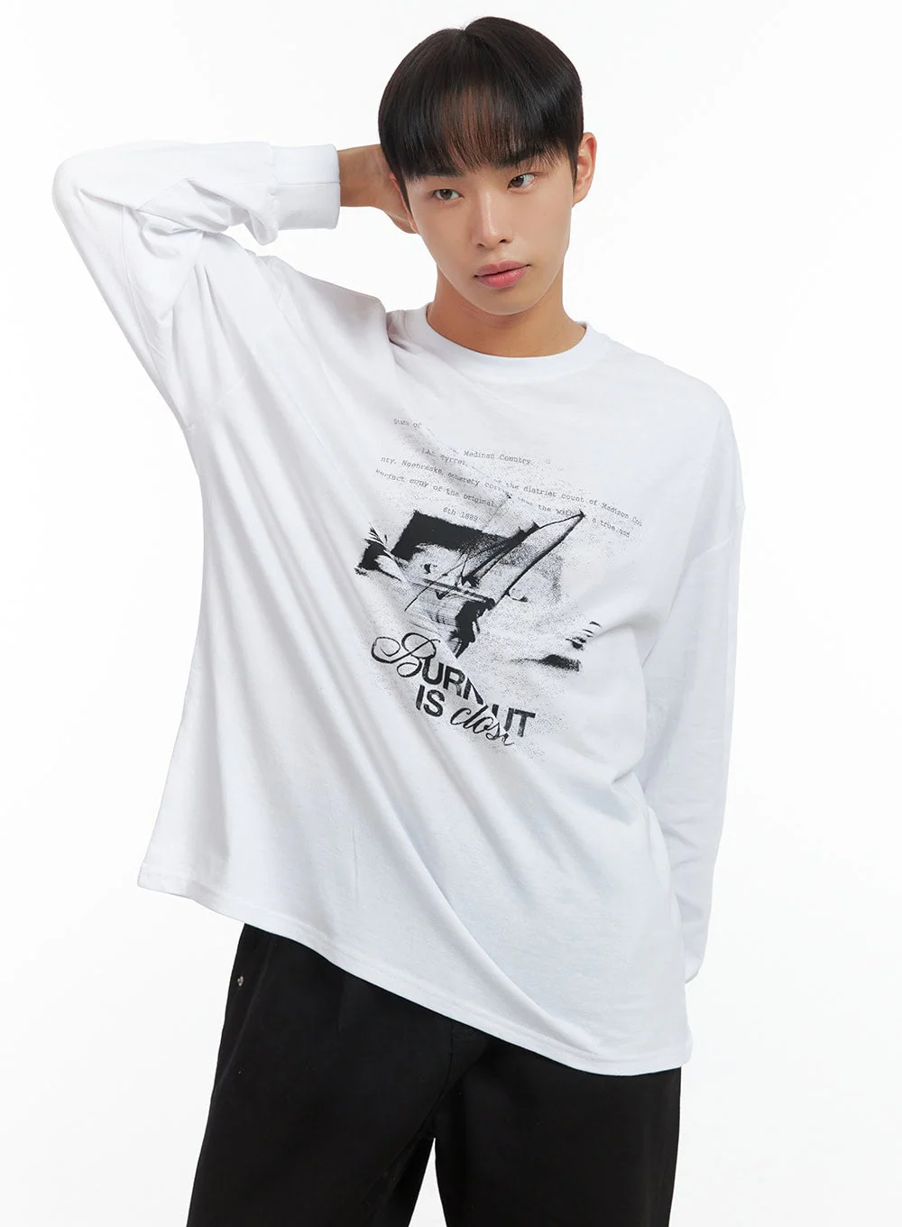 Men's Cotton Loose Fit Graphic Print Top CO408 - Image 3