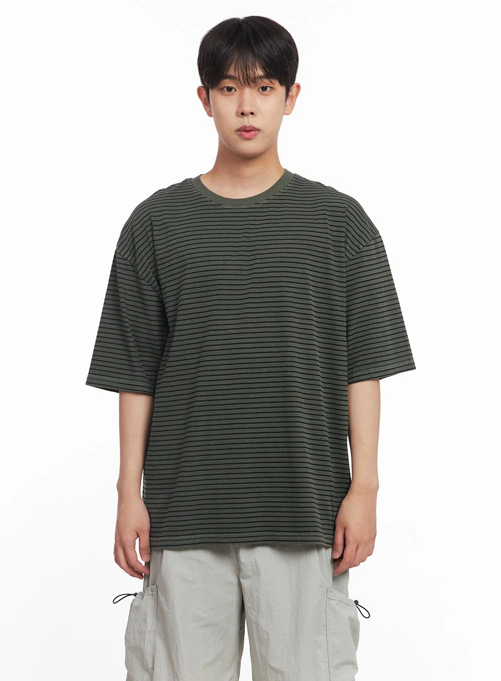 Men's Cotton Striped Round-Neck T-Shirt IY522 - Image 10