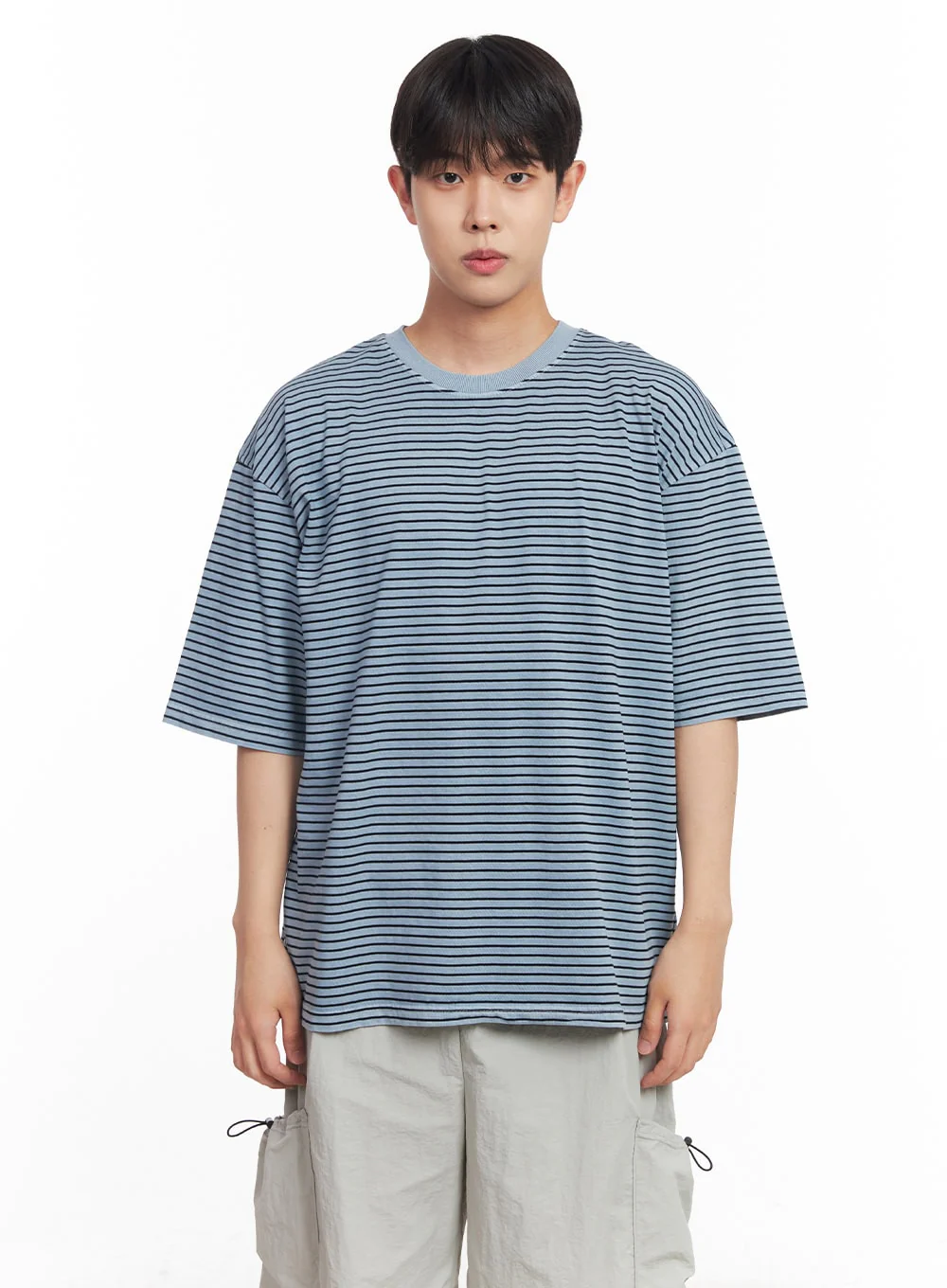 Men's Cotton Striped Round-Neck T-Shirt IY522 - Image 12