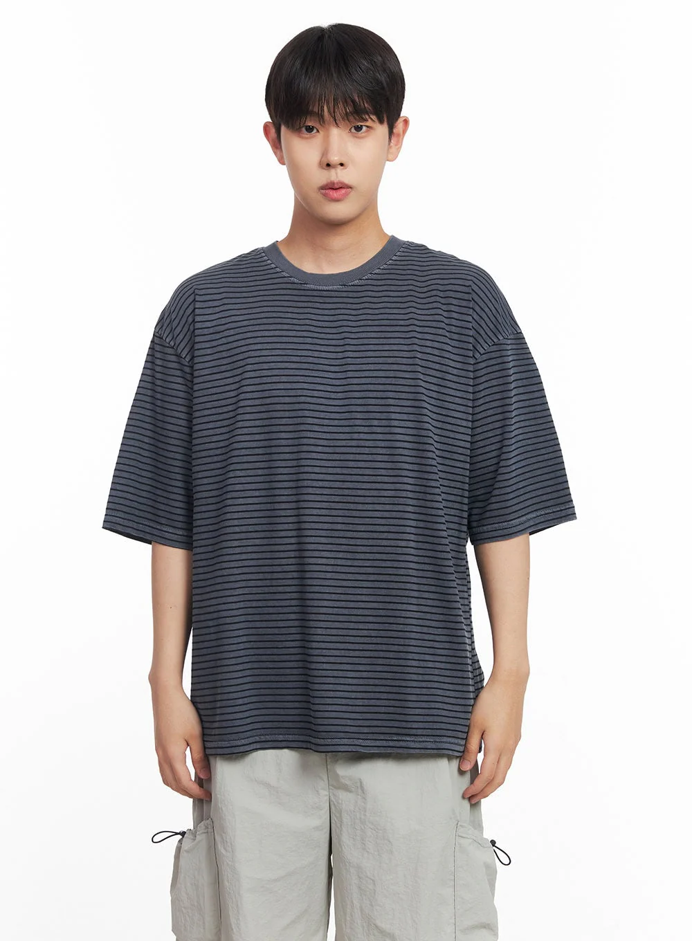Men's Cotton Striped Round-Neck T-Shirt IY522 - Image 14