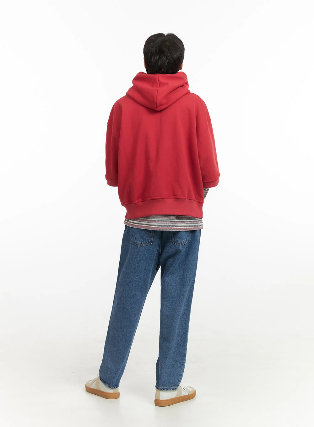 Men's Cozy Boxy Fit Hooded Sweatshirt (Red) IU405 - Image 6