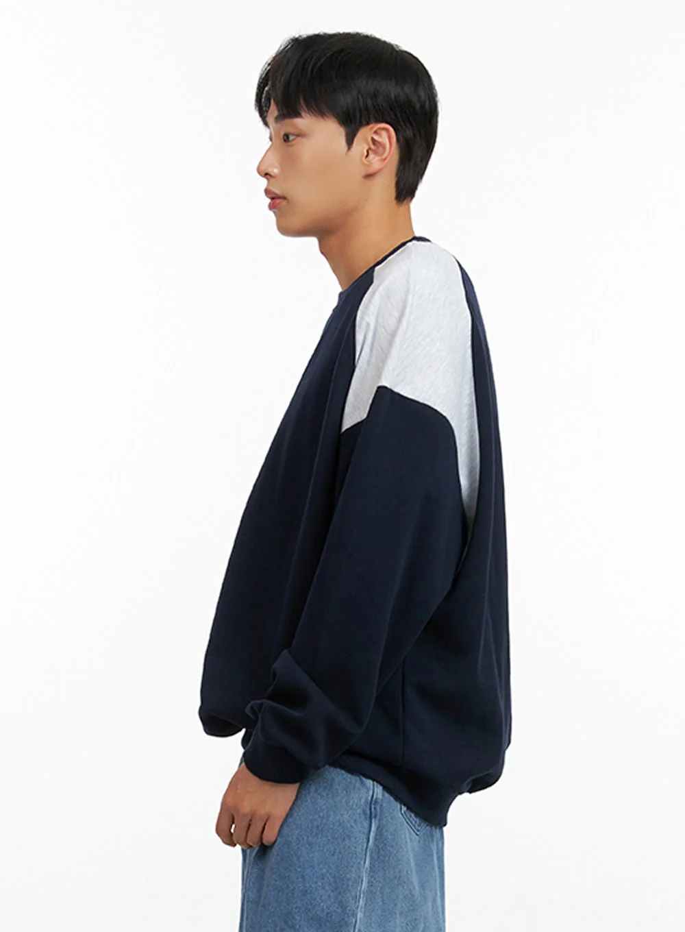 Men's Cozy Contrasting Crewneck Sweatshirt (Dark Blue) IU412 - Image 5