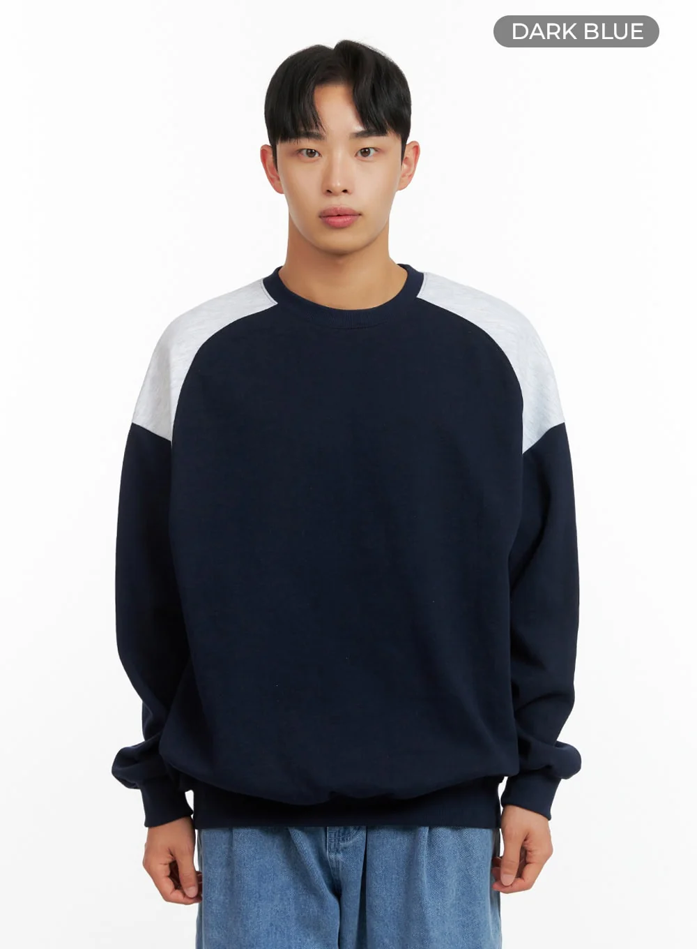 Men's Cozy Contrasting Crewneck Sweatshirt (Dark Blue) IU412 - Image 7