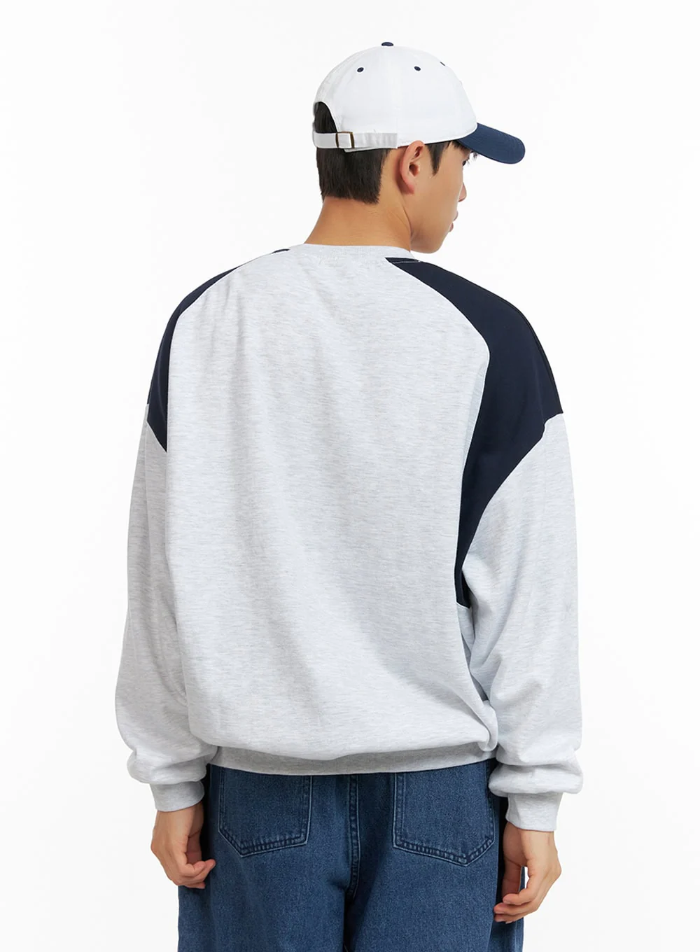 Men's Cozy Contrasting Crewneck Sweatshirt (White) IU414 - Image 6