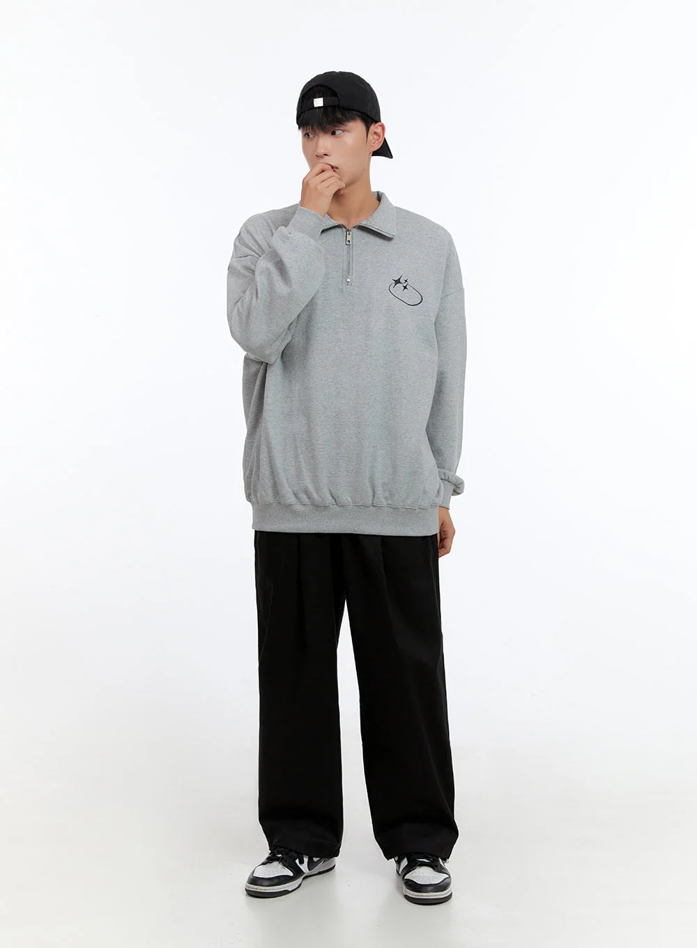 Men's Cozy Half Zip Sweatshirt (Gray) IS412 - Image 6