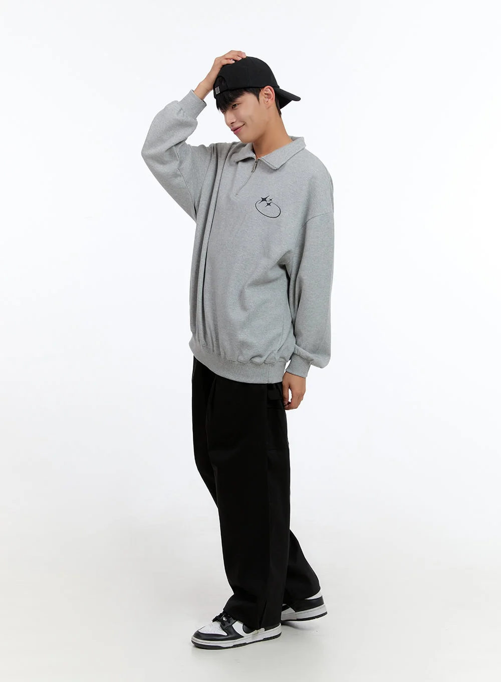 Men's Cozy Half Zip Sweatshirt (Gray) IS412 - Image 7