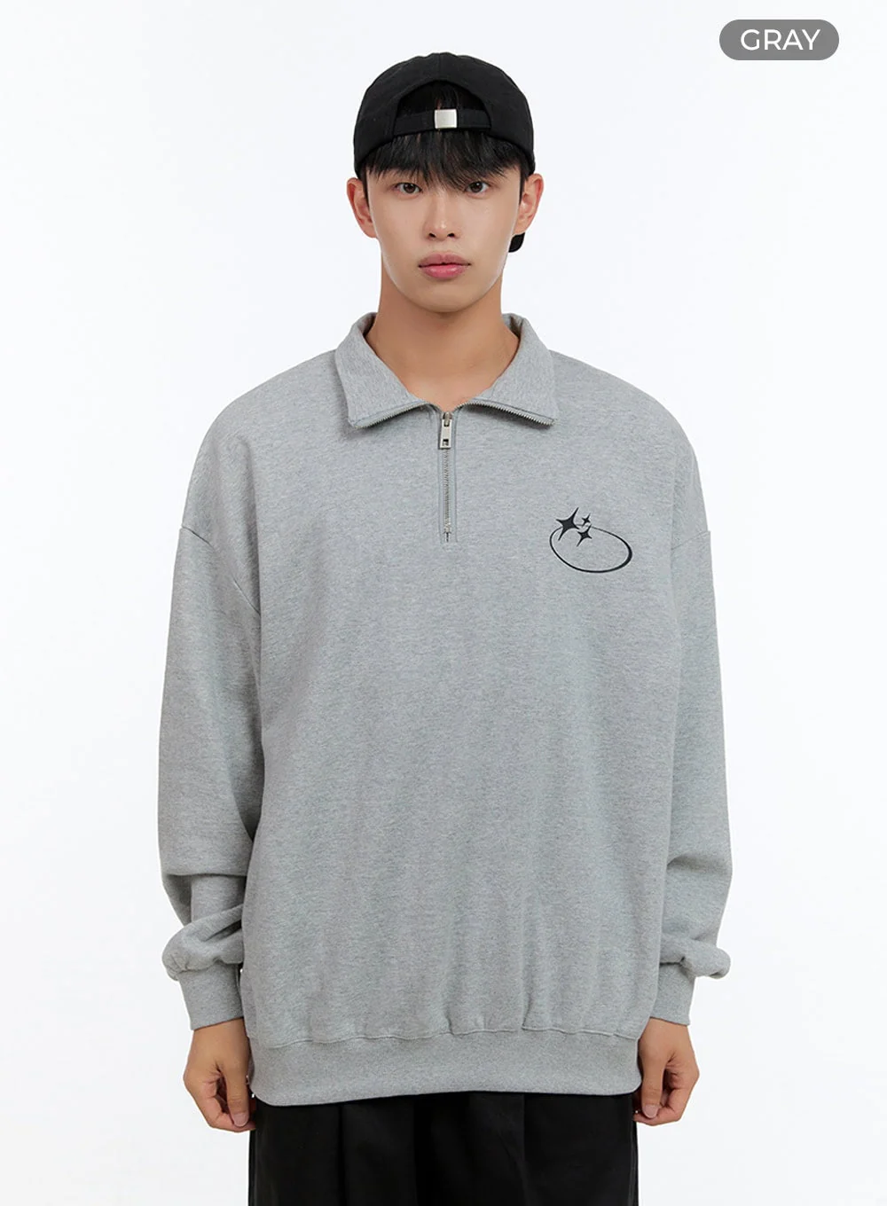 Men's Cozy Half Zip Sweatshirt (Gray) IS412 - Image 9