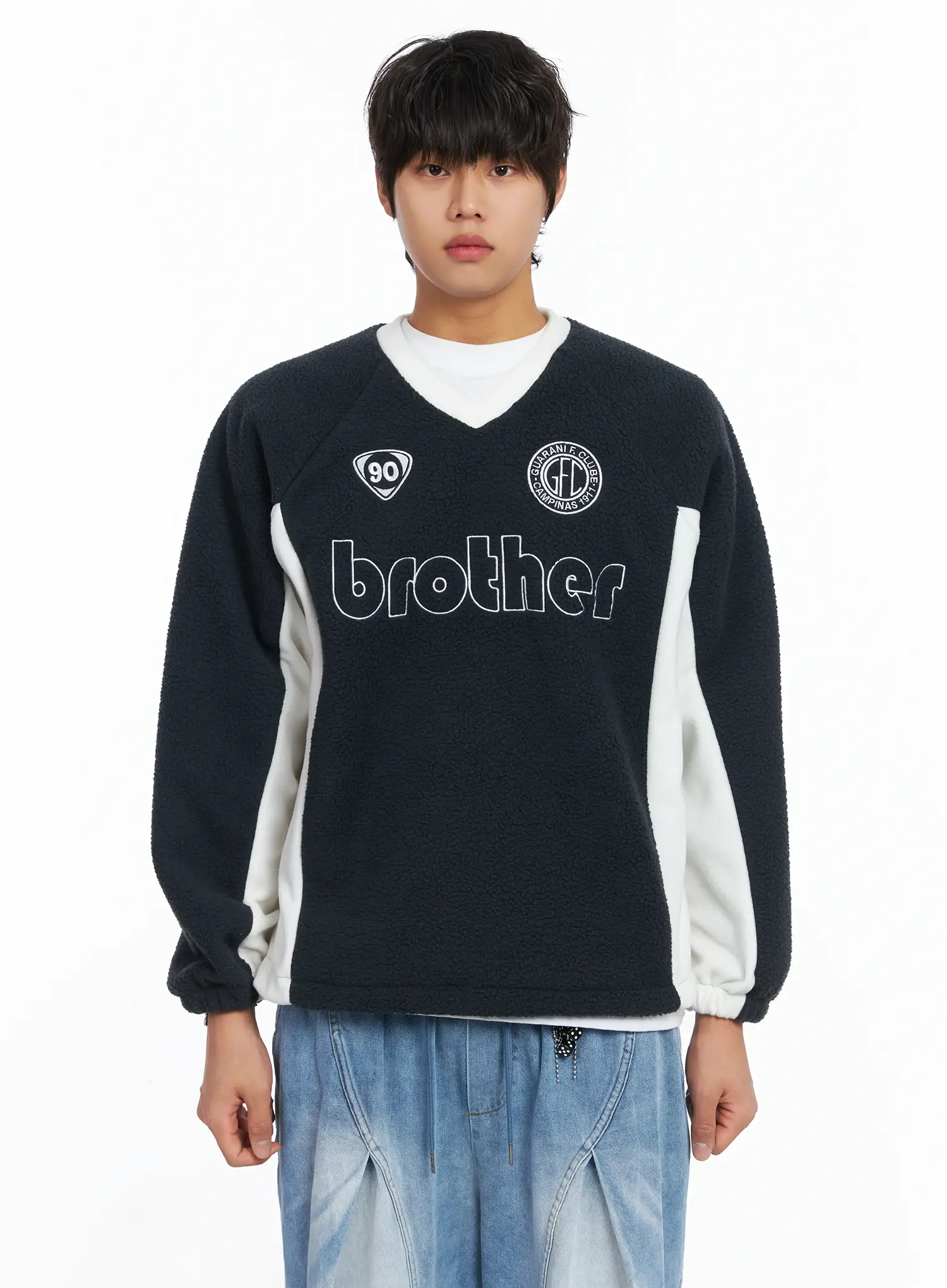 Men's Cozy Logo Fleece Crewneck IJ512 - Image 12